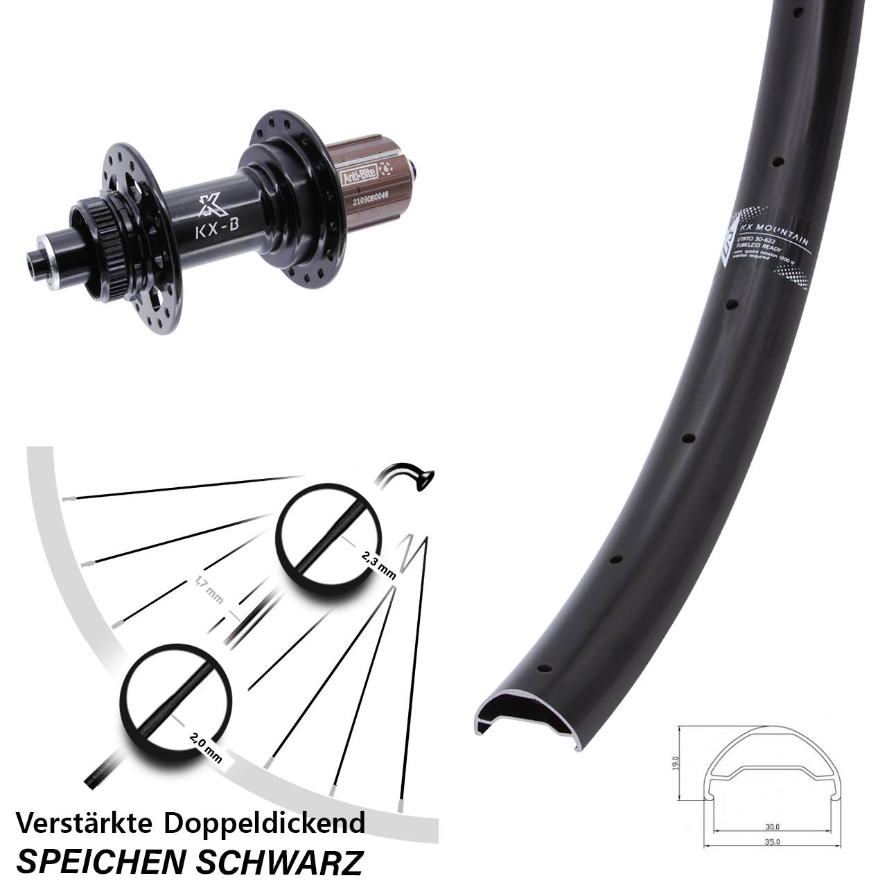 KX-B Mountain TR 29 Zoll Disc Laufrad für Schnellspanner Boost 8-12 fach