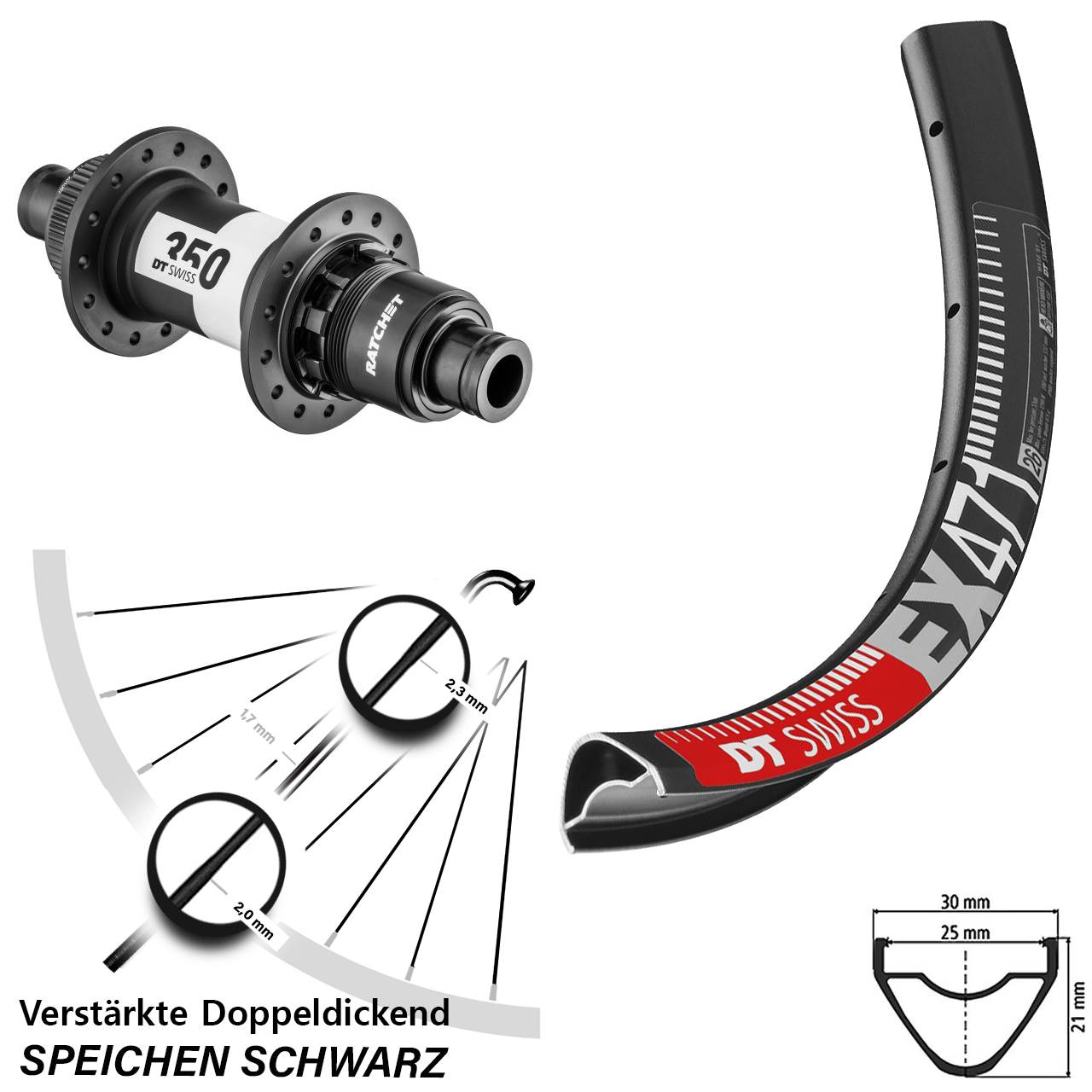 Disc Laufrad 27,5 Zoll DT Swiss EX471-350 SRAM XDR 12x142