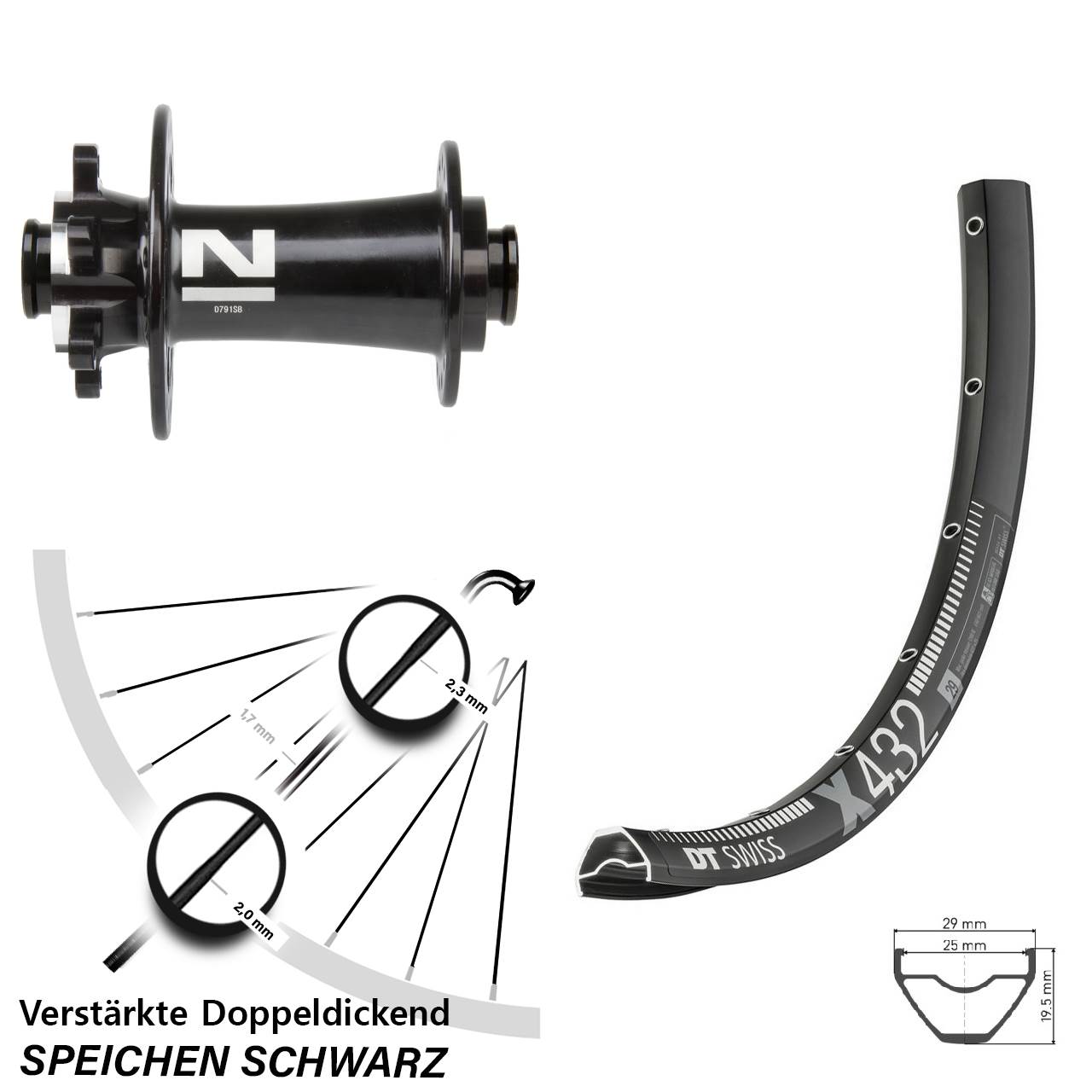 29 Zoll DT Swiss X 432 Novatec D791 Disc Laufrad 15x100