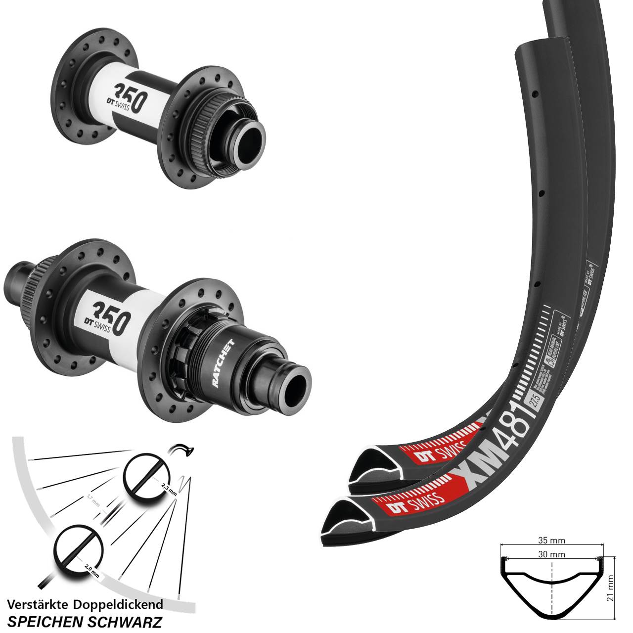 Disc Laufrad-Satz 27,5 Zoll DT Swiss XM 481-350 CL SRAM XD 15x100 12x142