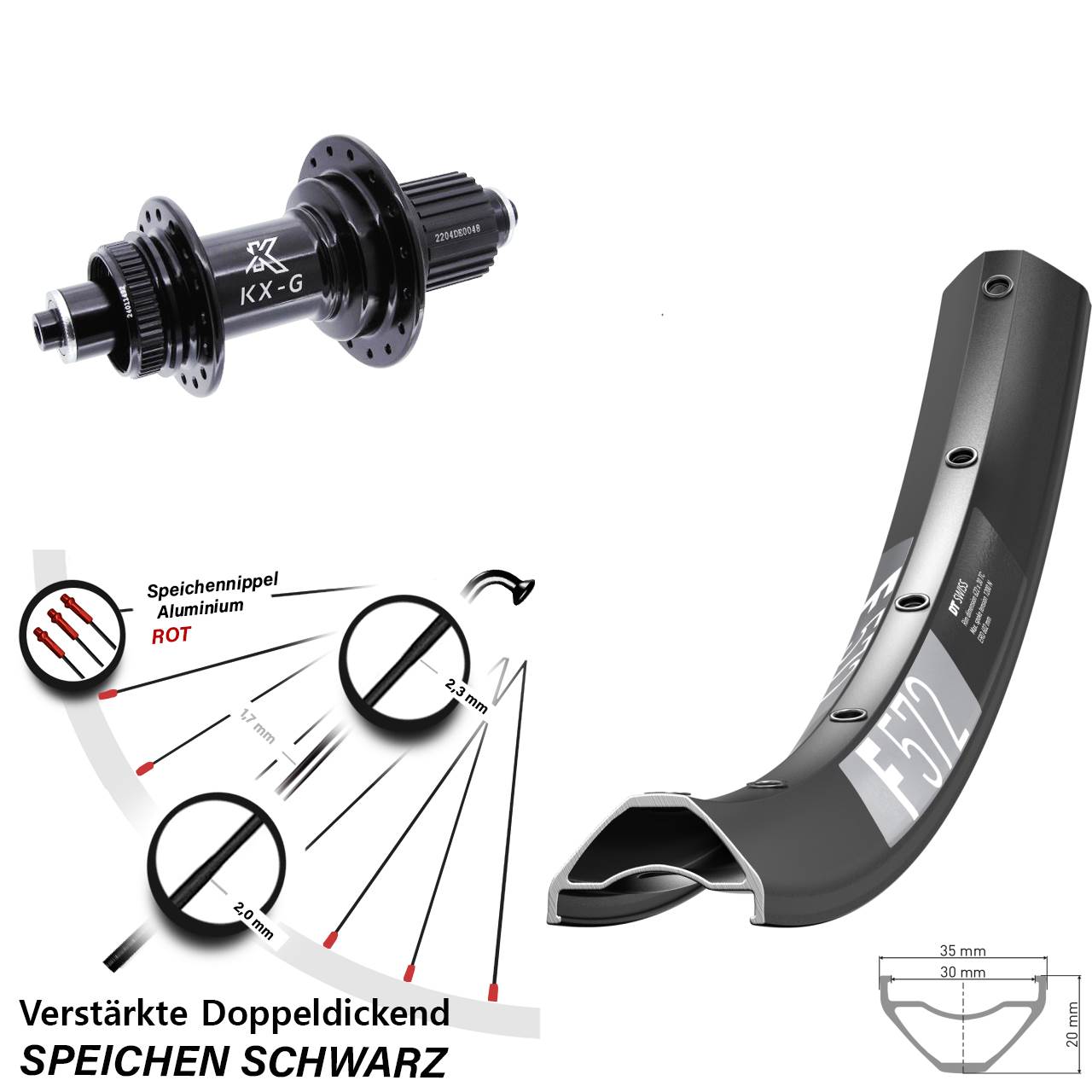 Disc Laufrad für Schnellspanner 29 Zoll DT Swiss F 572 KX-GS Heavy Duty Micro Spline