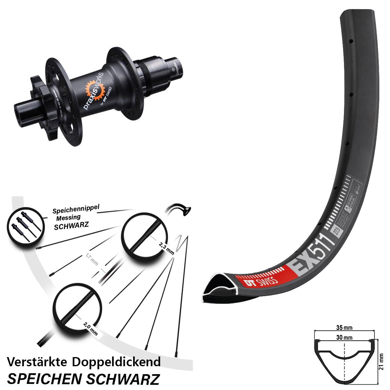 Disc Hinterrad 29 Zoll DT Swiss EX 511-350 SL SRAM XD 12x142