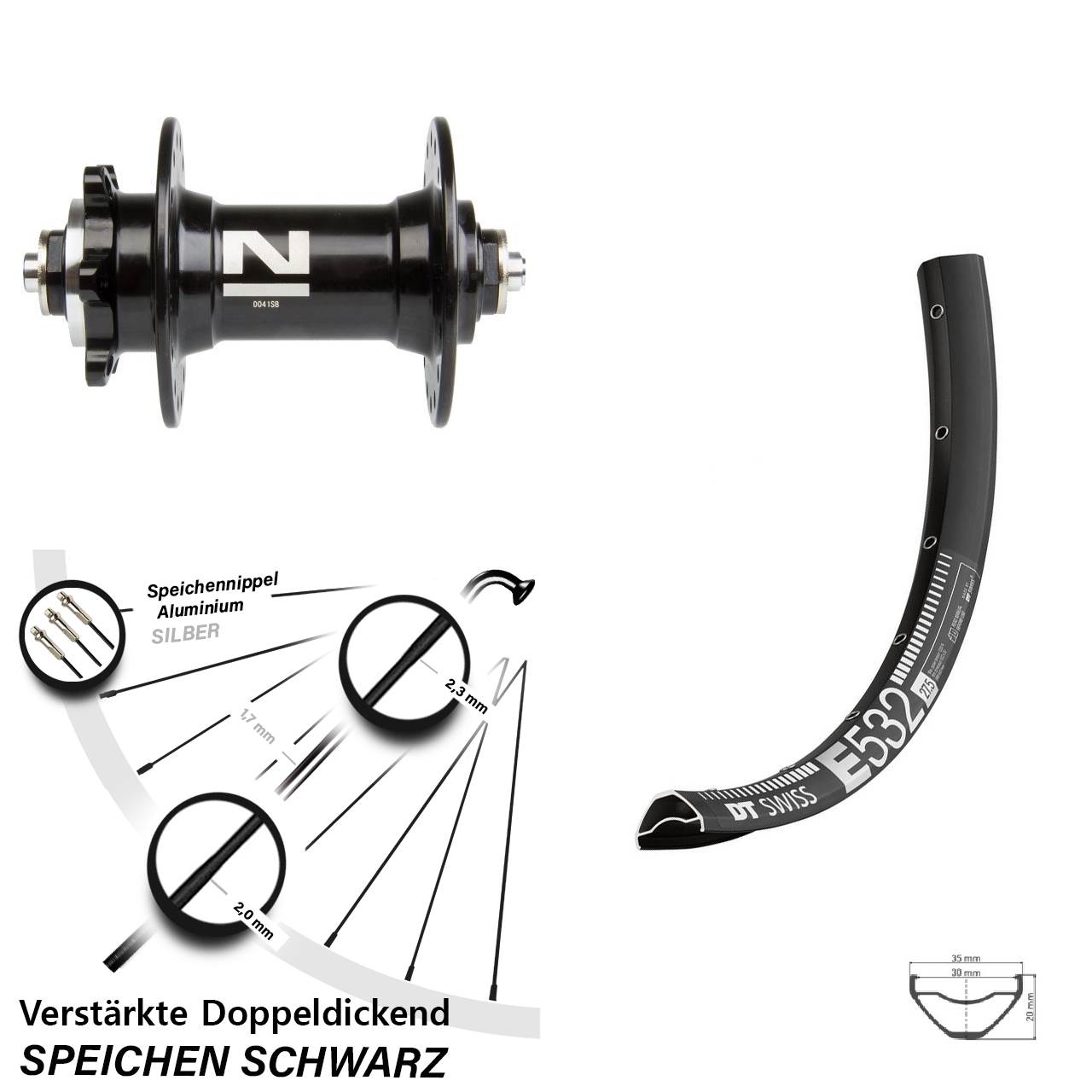 DT Swiss E532 Novatec D041 29 Zoll Disc Vorderrad für Schnellspanner
