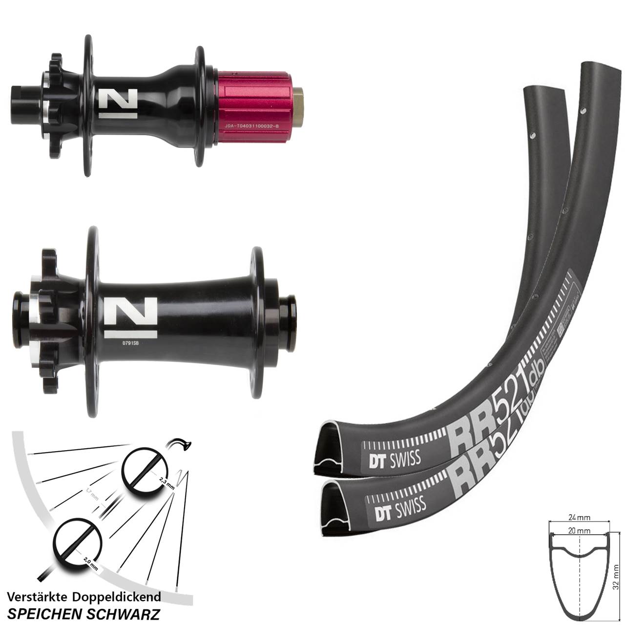 Disc Laufrad-Satz 28 Zoll DT Swiss RR521 Novatec D791 Superlight 8-12 fach 15x100 12x142