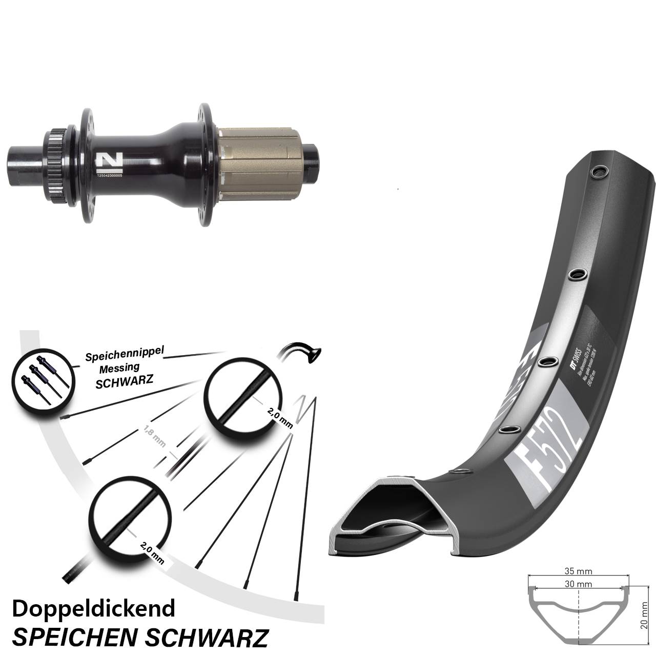 Hinterrad Centerlock 12x142 29 Zoll DT Swiss F 572 Novatec D792SB 8-12 fach HG