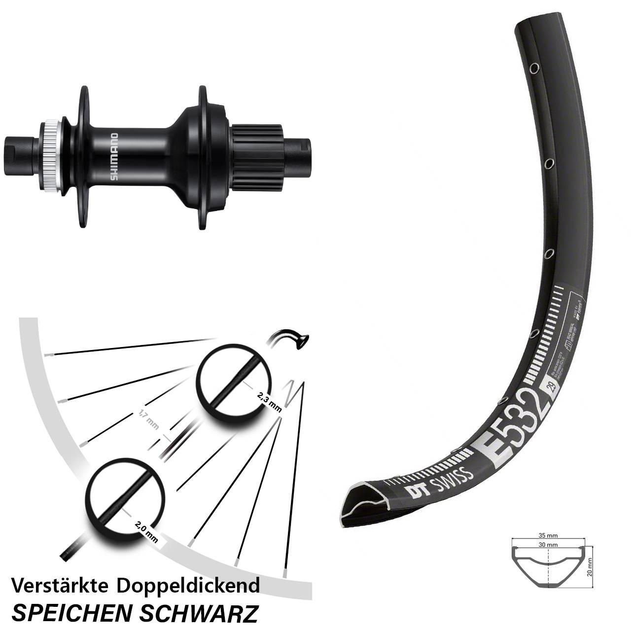 Hinterrad Centerlock 29 Zoll DT Swiss E532 Shimano FH-MT510B Micro Spline 12x148