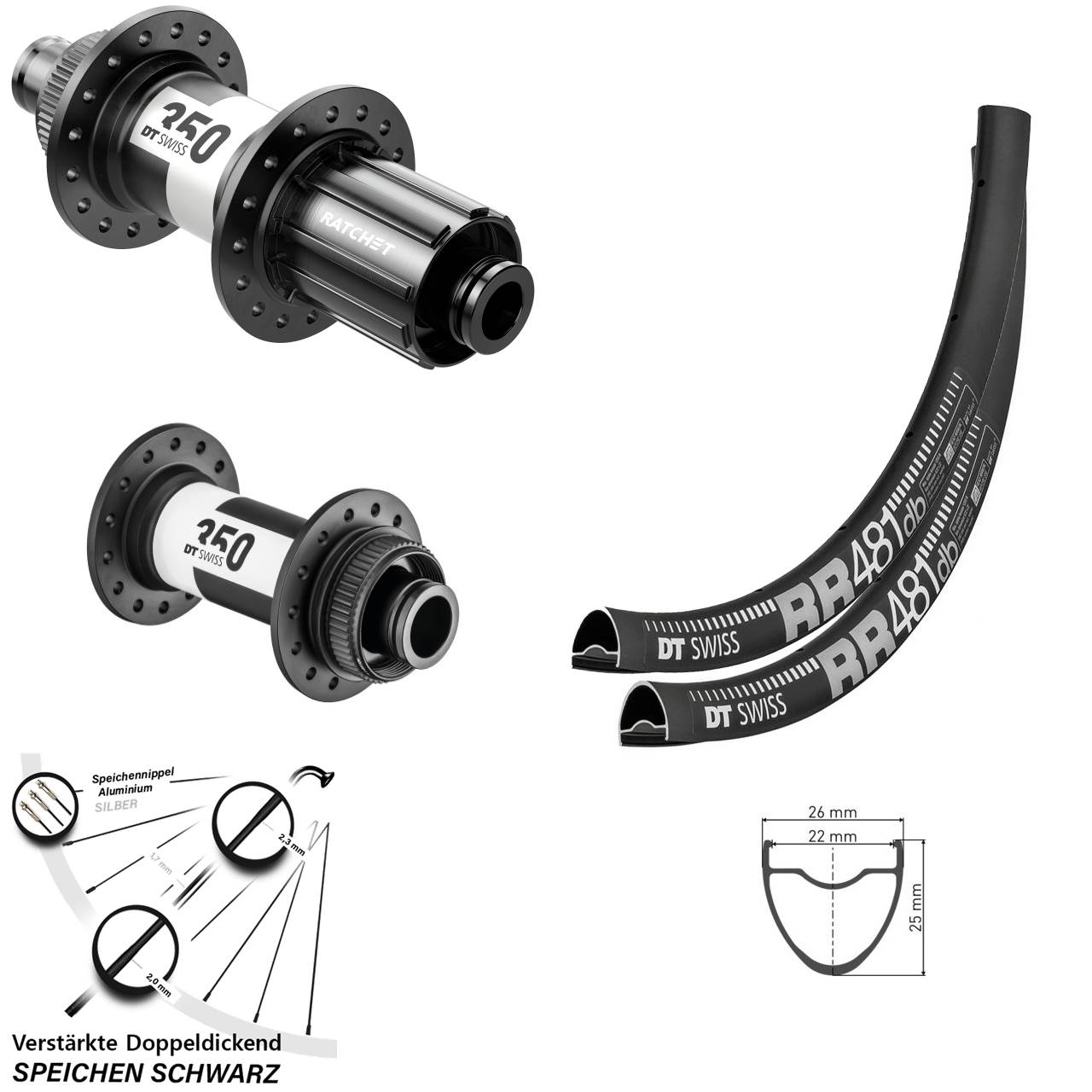 DT Swiss RR481-350 28 Zoll Laufradsatz Centerlock 15x100 12x142 11-12 fach