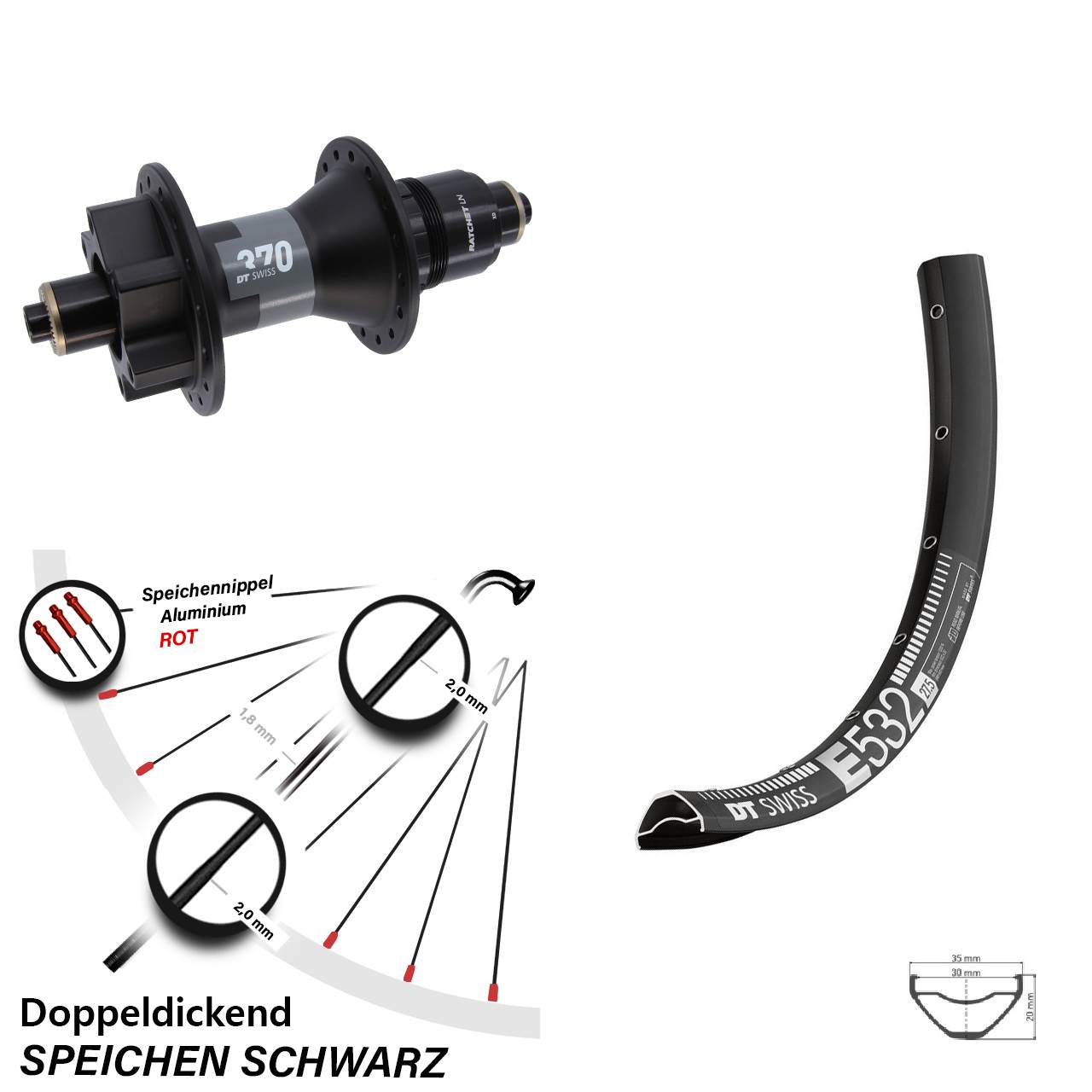 Disc Laufrad 27,5 Zoll DT Swiss E532-370 XD QR