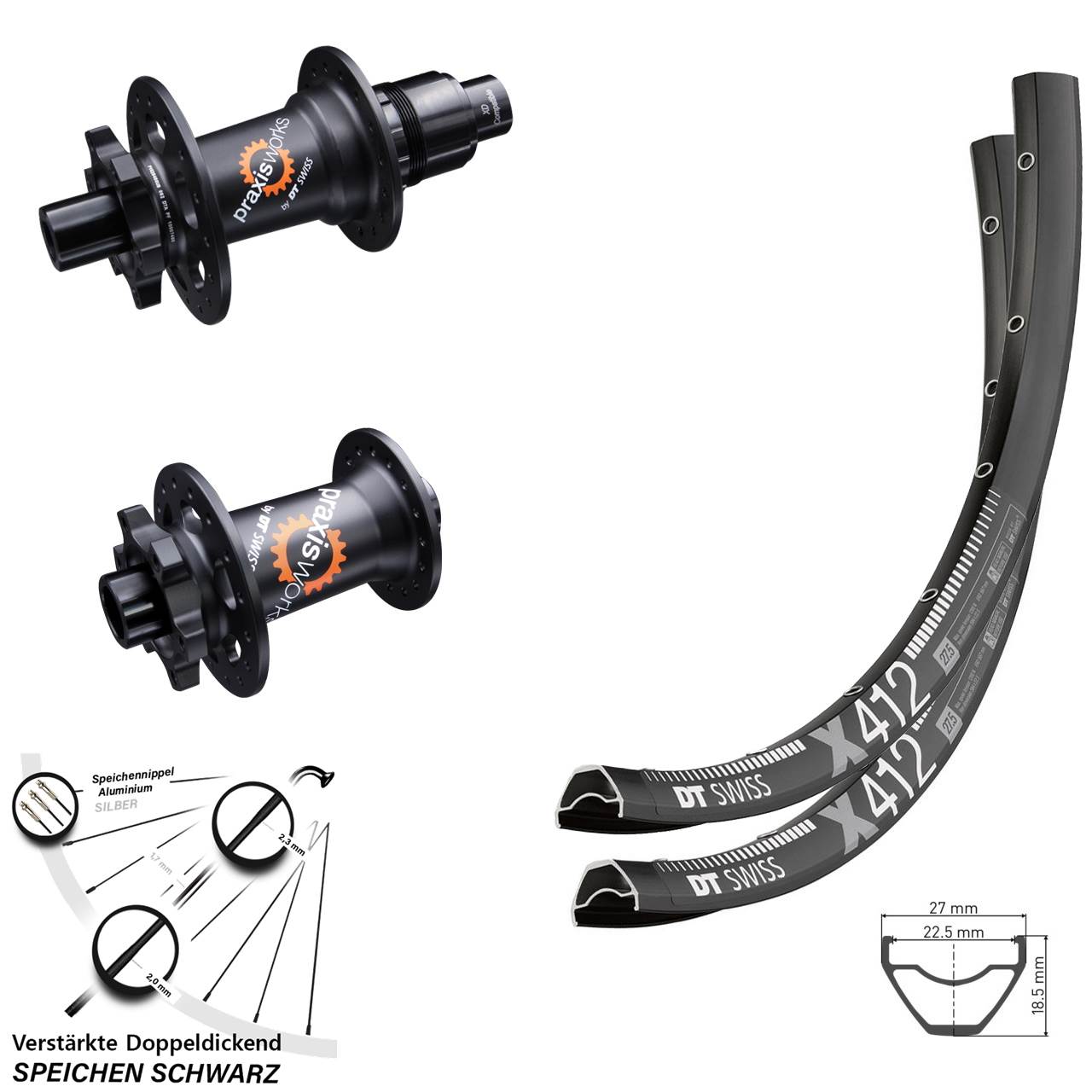 Laufradsatz 29 Zoll DT Swiss X 412-350 Ratchet 36 Disc Sram XD 11-12 fach 15x100 12x142