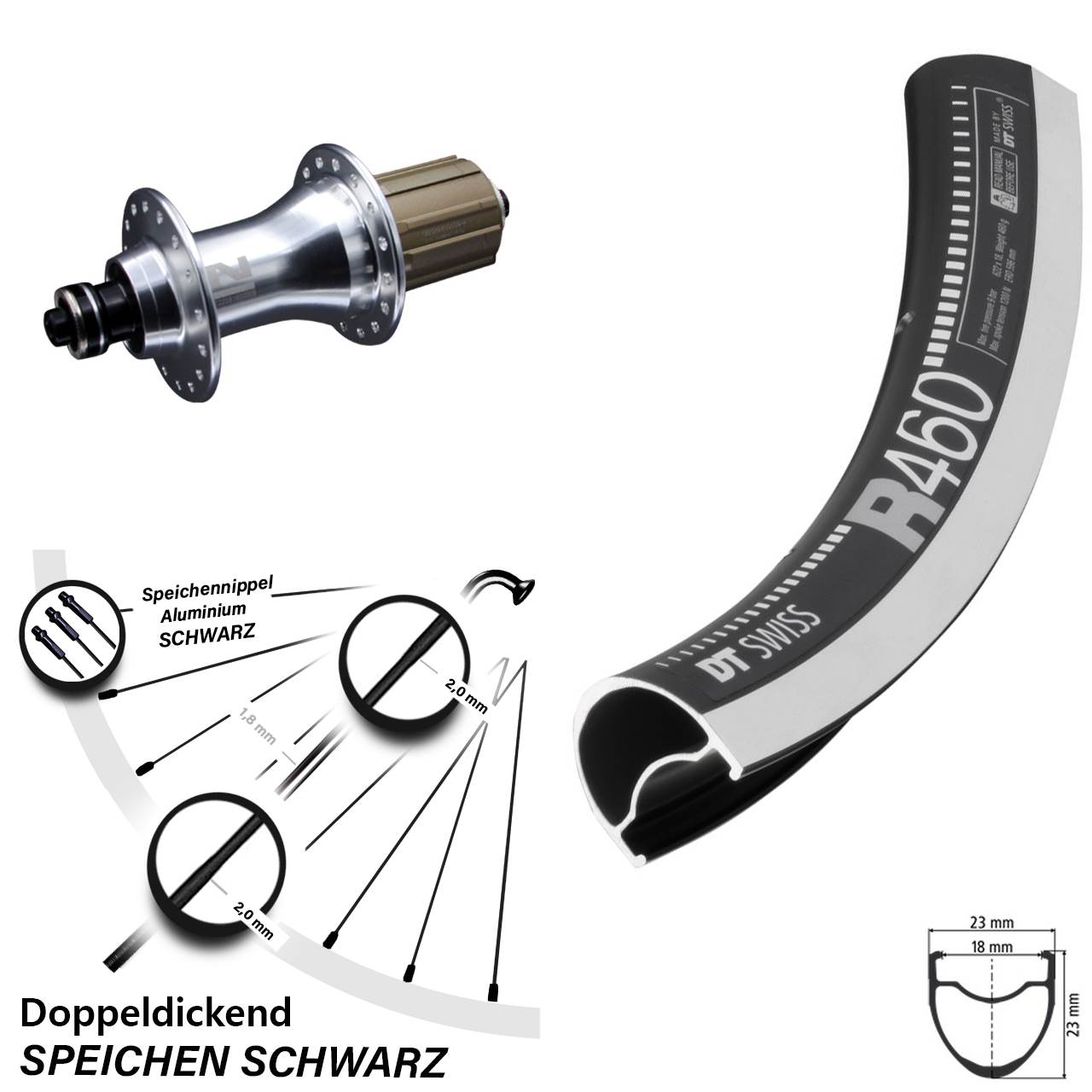DT Swiss R 460 Hinterrad 28 Zoll Novatec F162 Nabe 11-fach