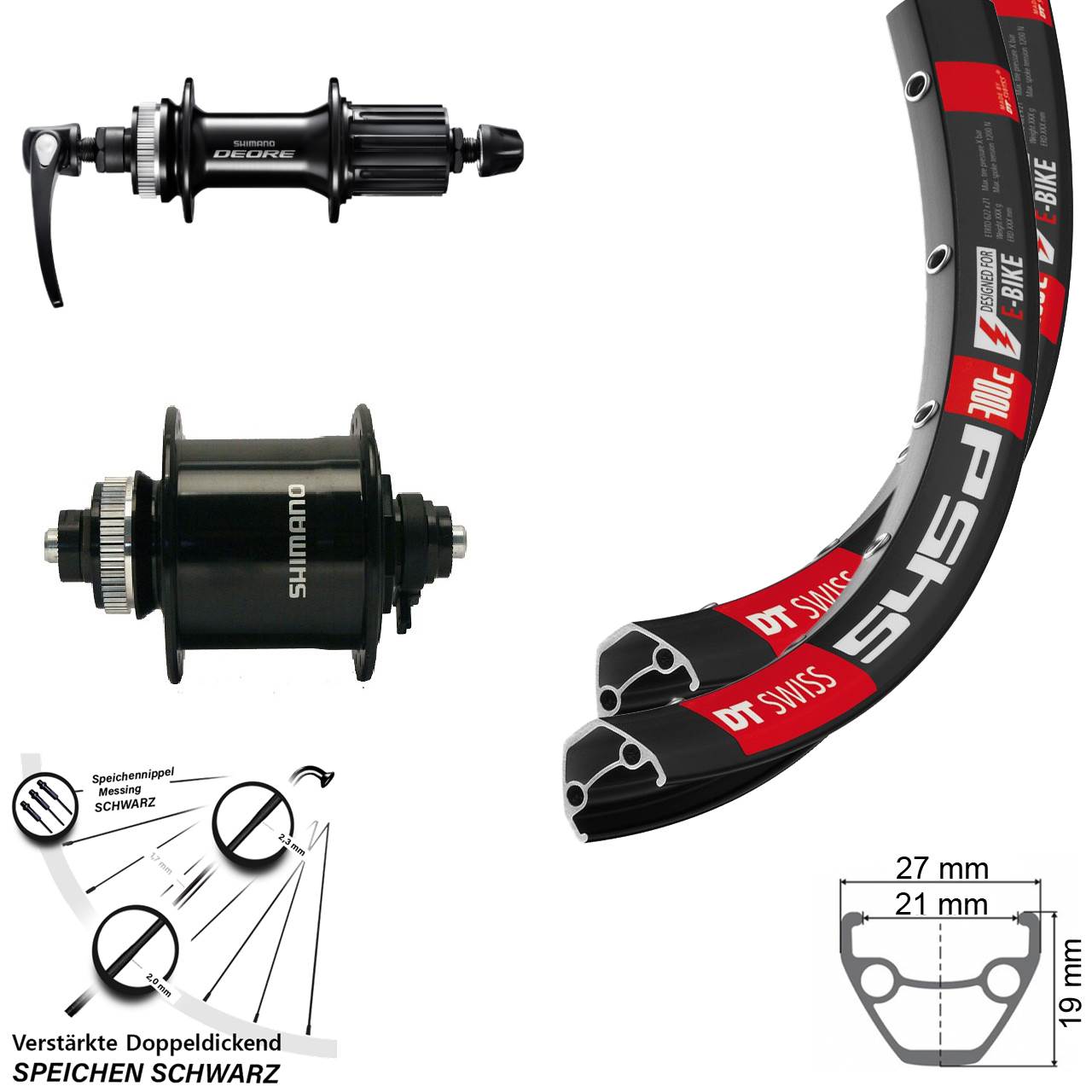 Centerlock Laufradsatz 26 Zoll DT Swiss 545d DH-UR700 Deore FH-M6000 8-11 fach QR