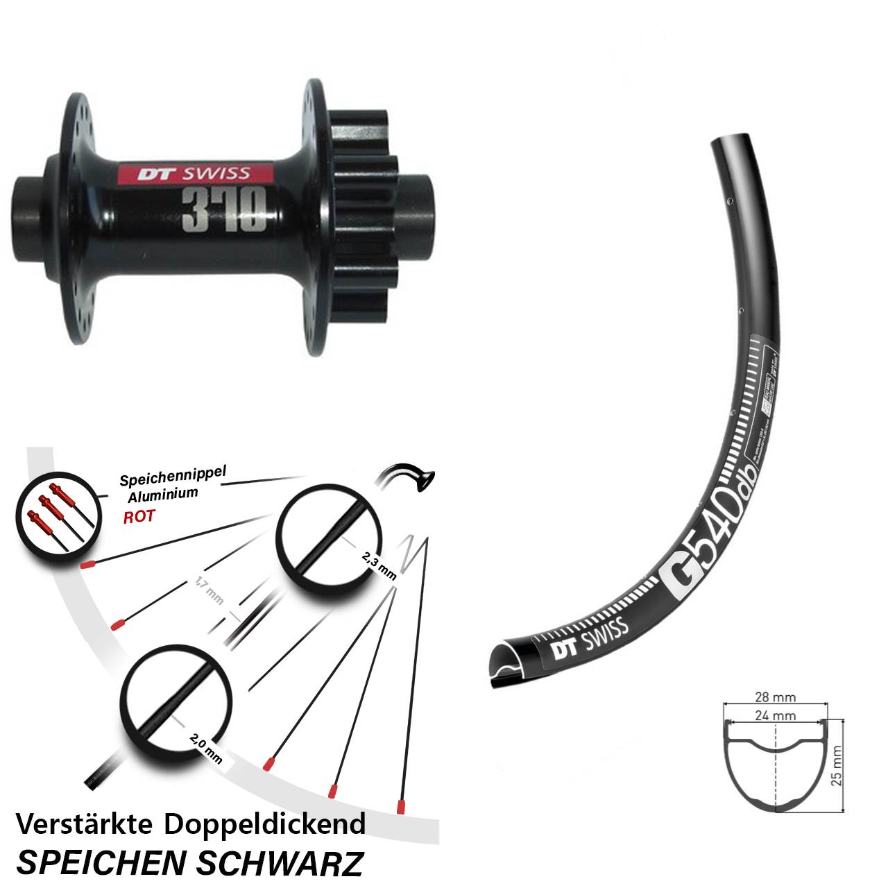 Vorderrad 6-Loch 28-29 Zoll G 540 DT Swiss 370 12x100