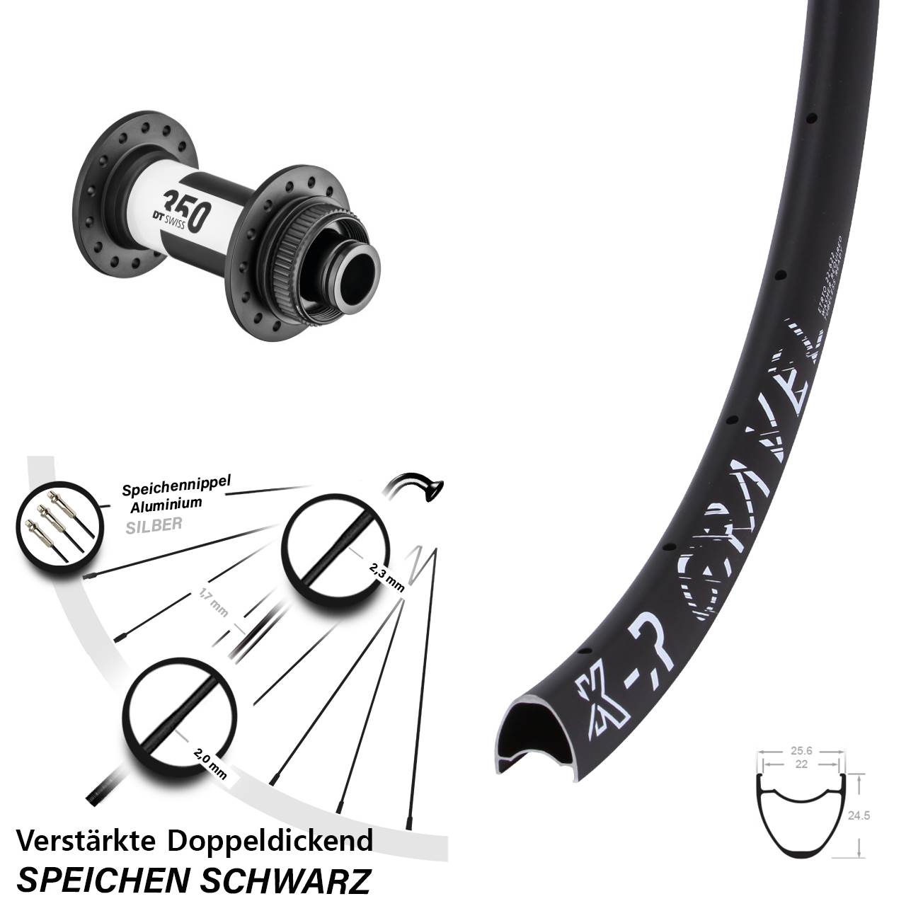 Vorderrad Centerlock 29 Zoll KX-R Gravel DT Swiss 350 15x100