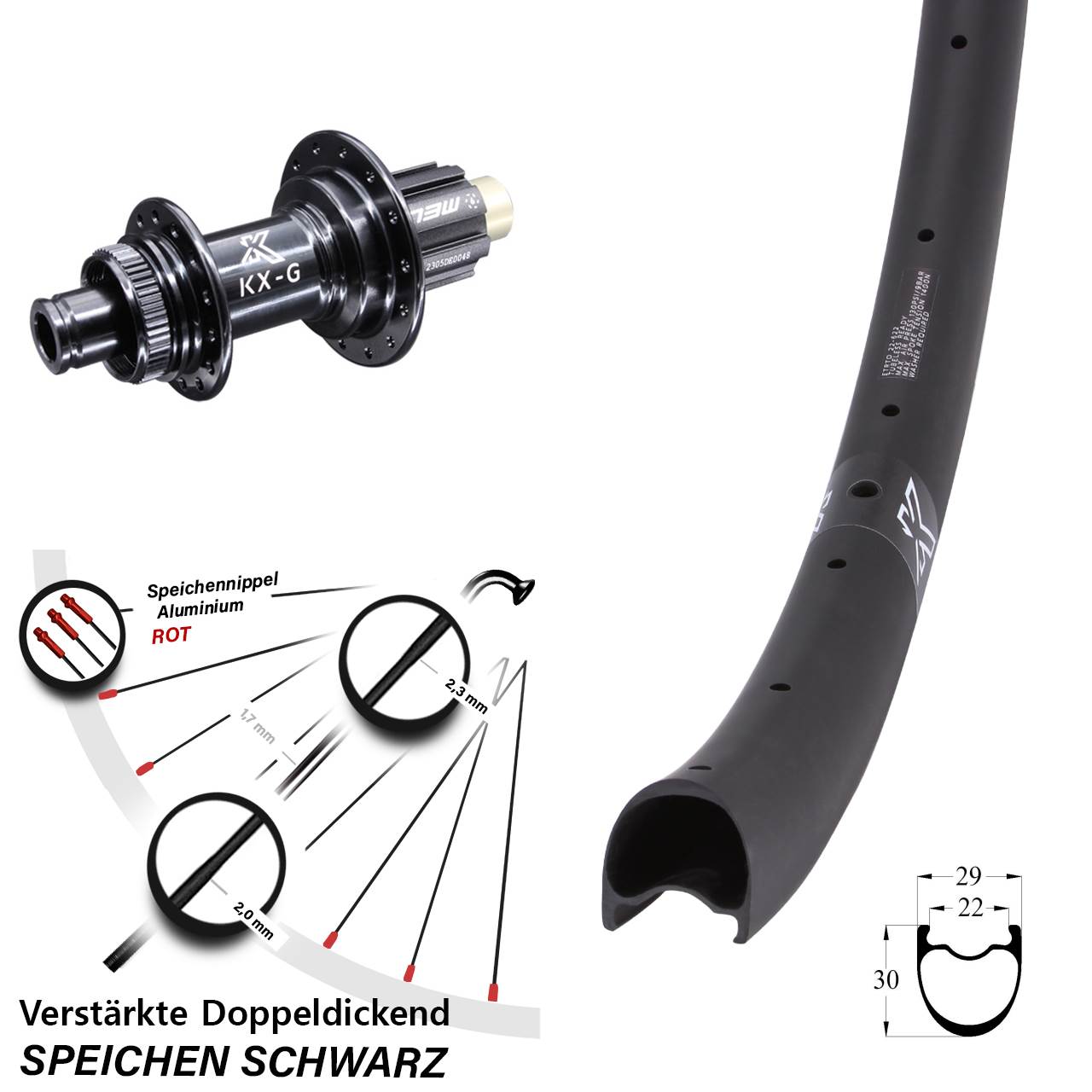 Centerlock Hinterrad 28-29 Zoll KX-GRC Carbon verstärkt Campagnolo N3W 12x142