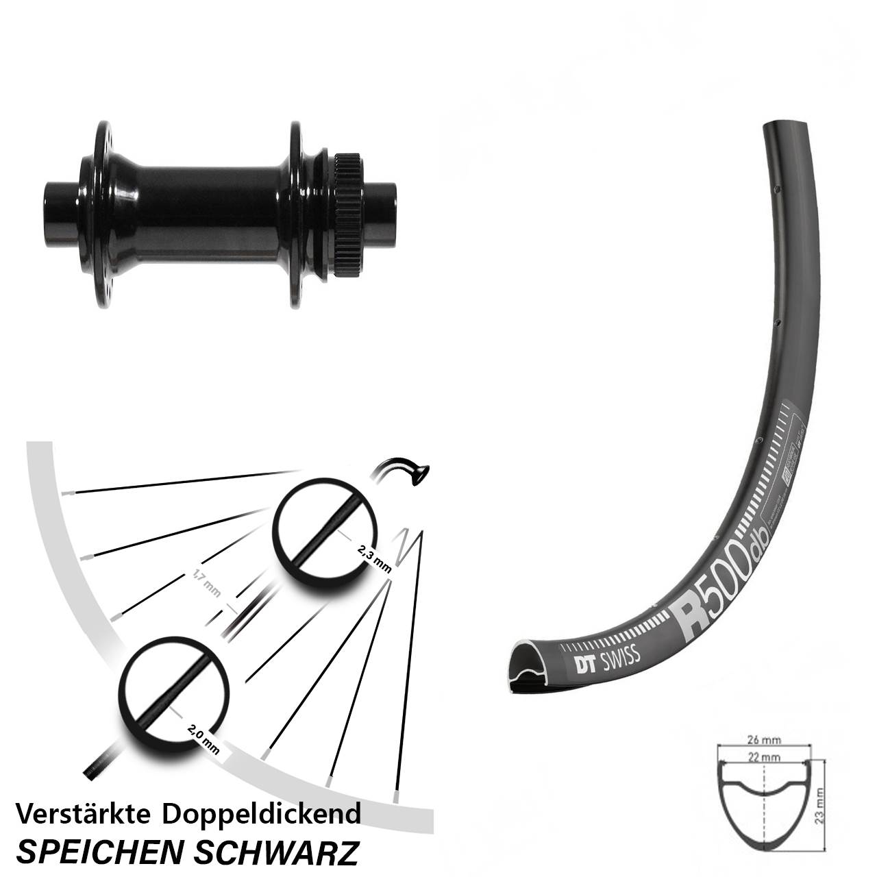 Vorderrad Centerlock 12x100 28-29 Zoll DT Swiss R 500 Formula CL-712