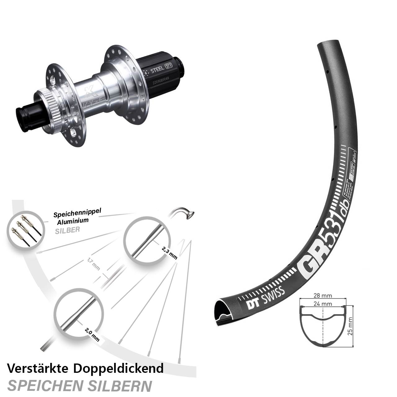 DT Swiss GR 531 KX-E verstärkt 29 Zoll Disc Hinterrad 12x142 8-12 fach