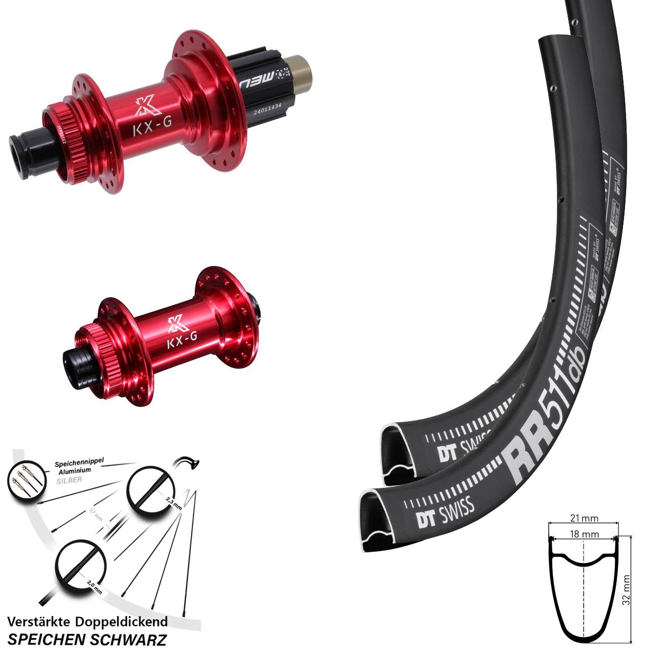 Centerlock Laufradsatz 15x100 12x142 28 Zoll DT Swiss RR511 KX-G rot Campa N3W