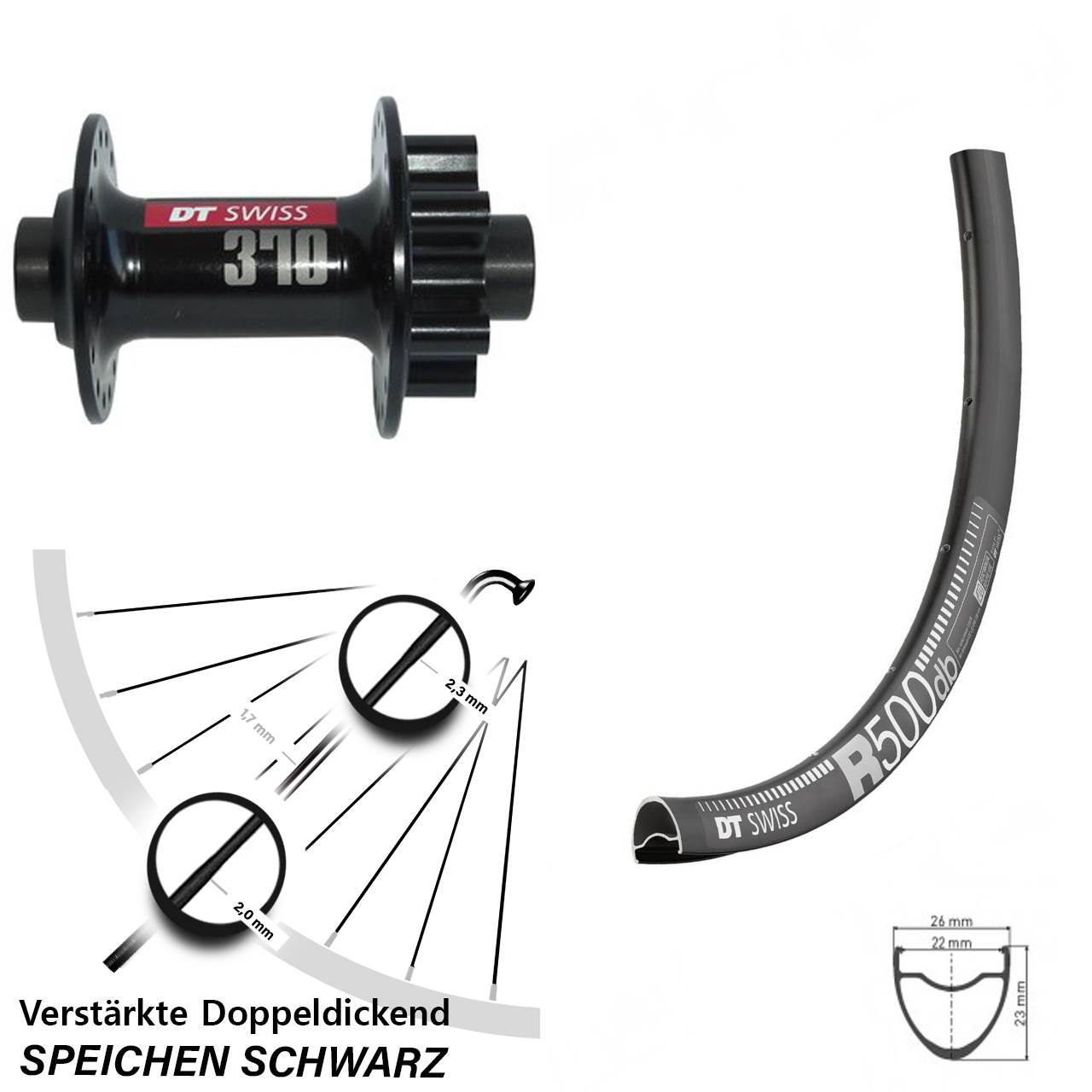 Vorderrad 6-Loch 28 Zoll DT Swiss R 500-370 12x100
