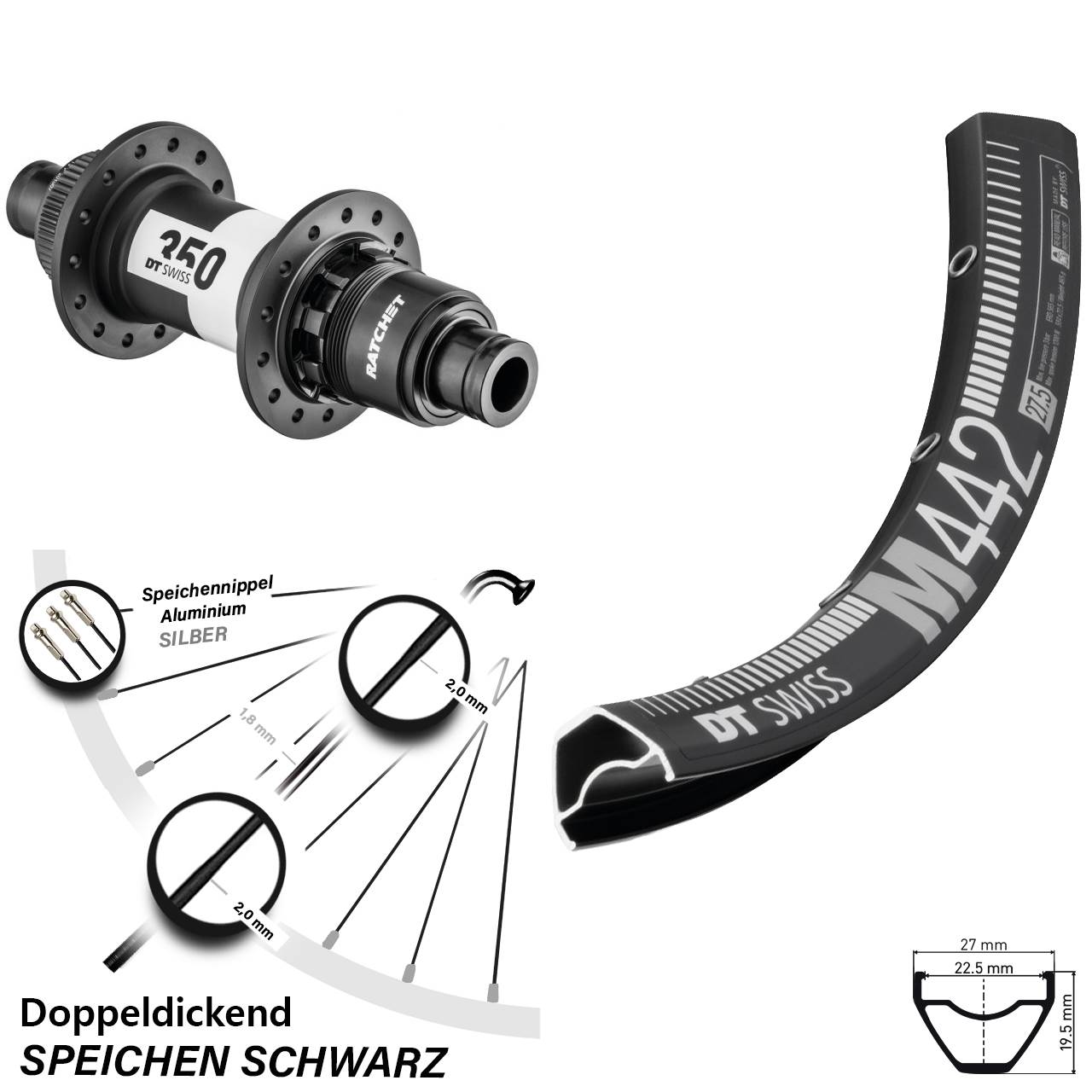 Disc Laufrad 28-29 Zoll DT Swiss M 442 350 XD 12x148