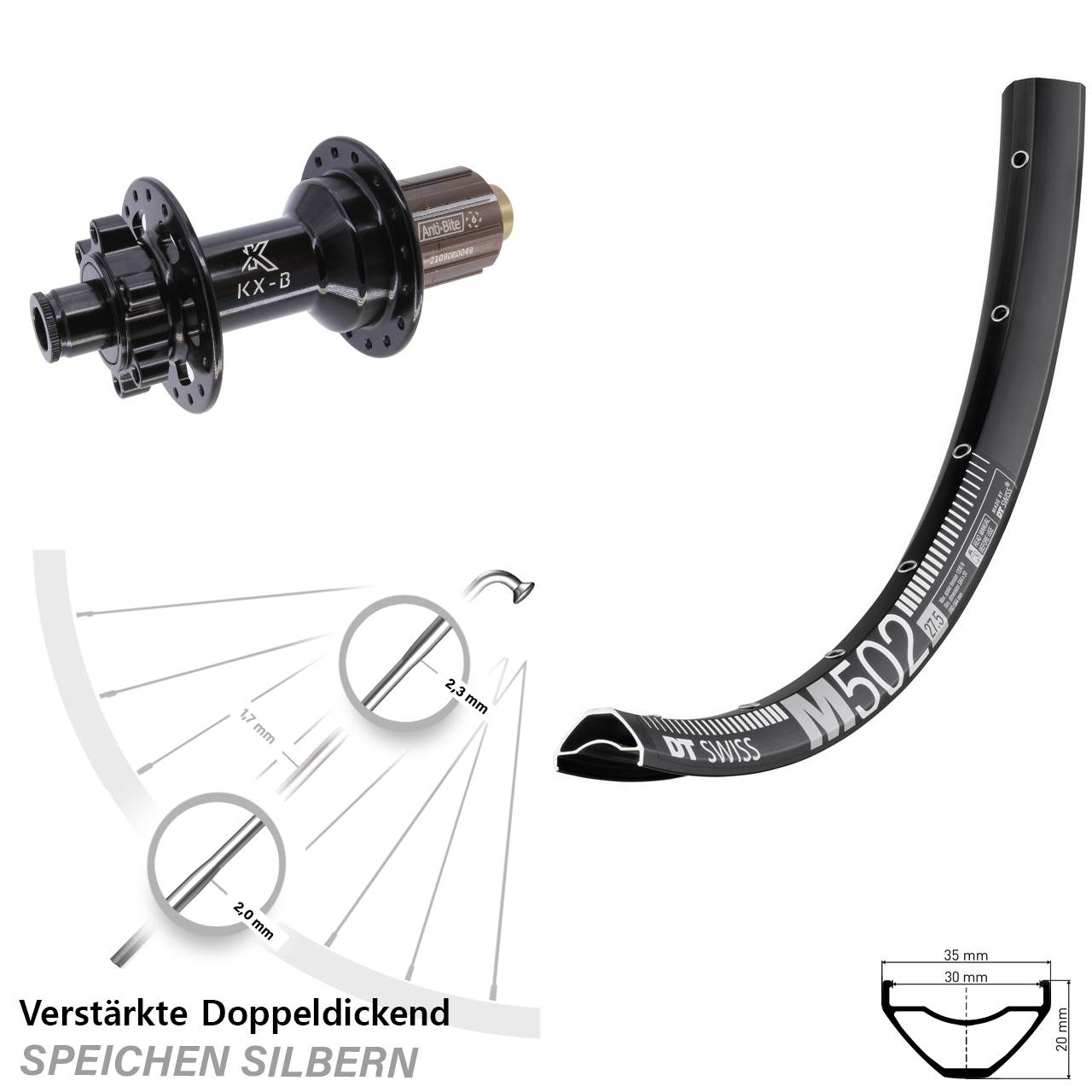 Boost Disc Hinterrad 12x148 29 Zoll DT Swiss M502 KX-B 8-11 fach HG