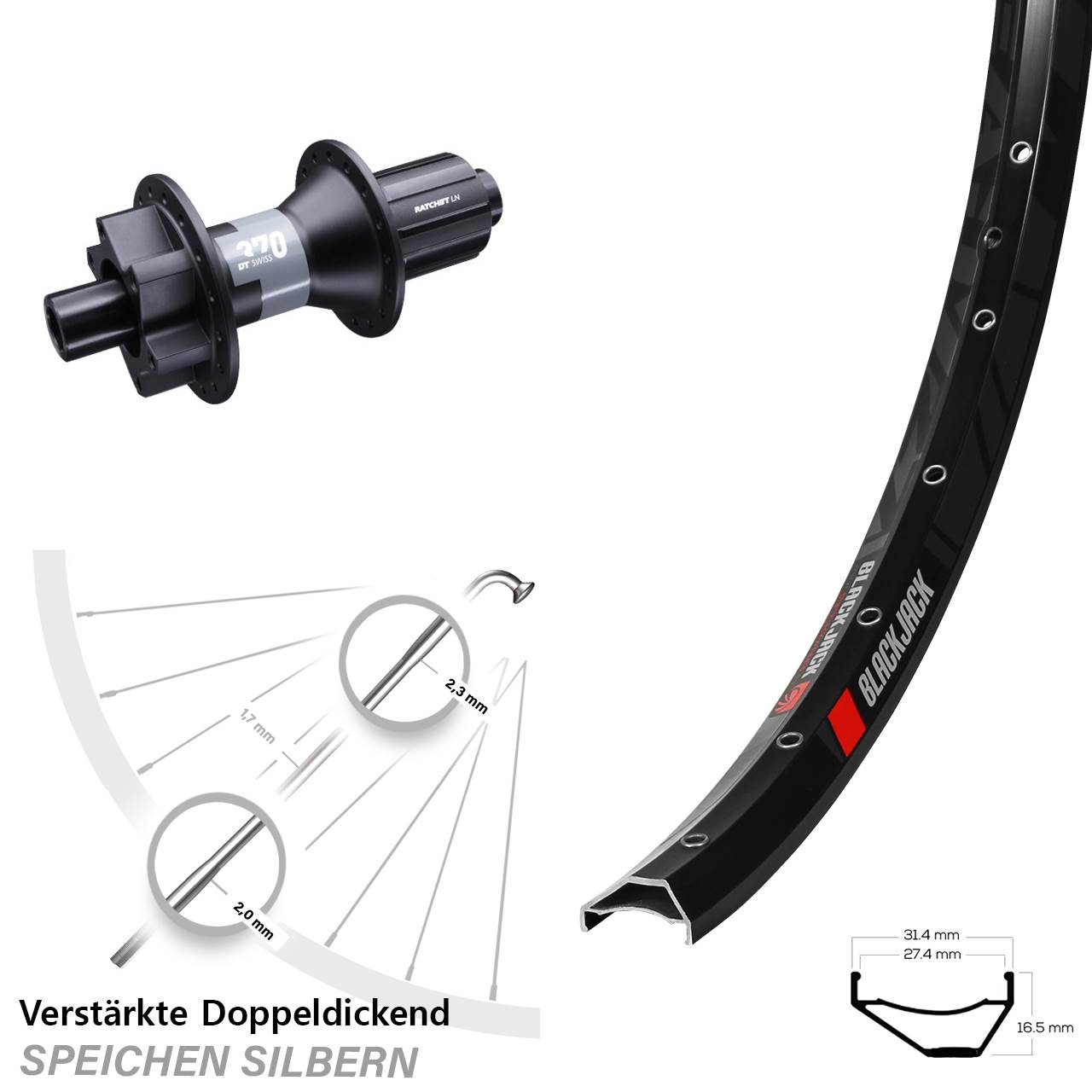 Rodi Ready27 DT Swiss 370 6-Loch 29 Zoll Hinterrad 12x142 8-11 fach