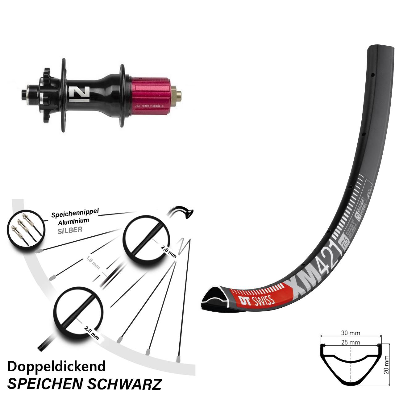 DT Swiss XM421 Novatec Superlight 29 Zoll Disc Laufrad QR 8-12 fach