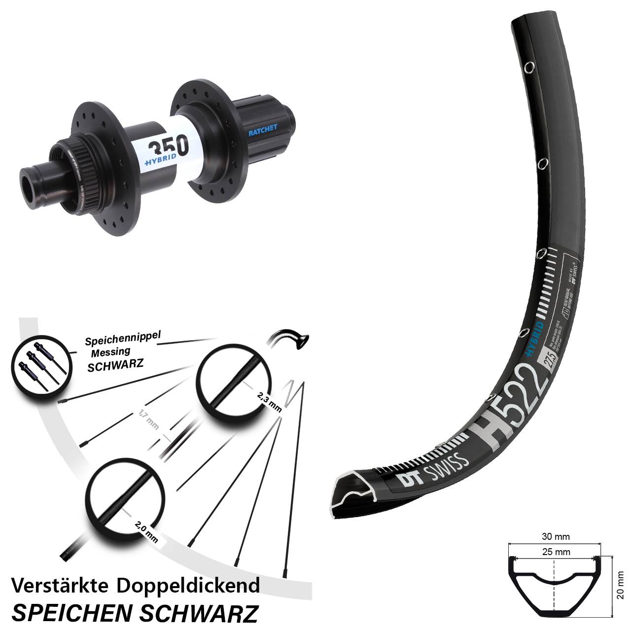 H522 DT Swiss 350 Hybrid 29 Zoll Disc Hinterrad 12x148 Boost 8-11 fach HG