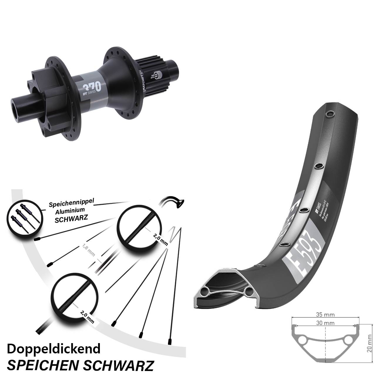 Disc Laufrad 27,5 Zoll DT Swiss E 593-370 Micro Spline 12x142