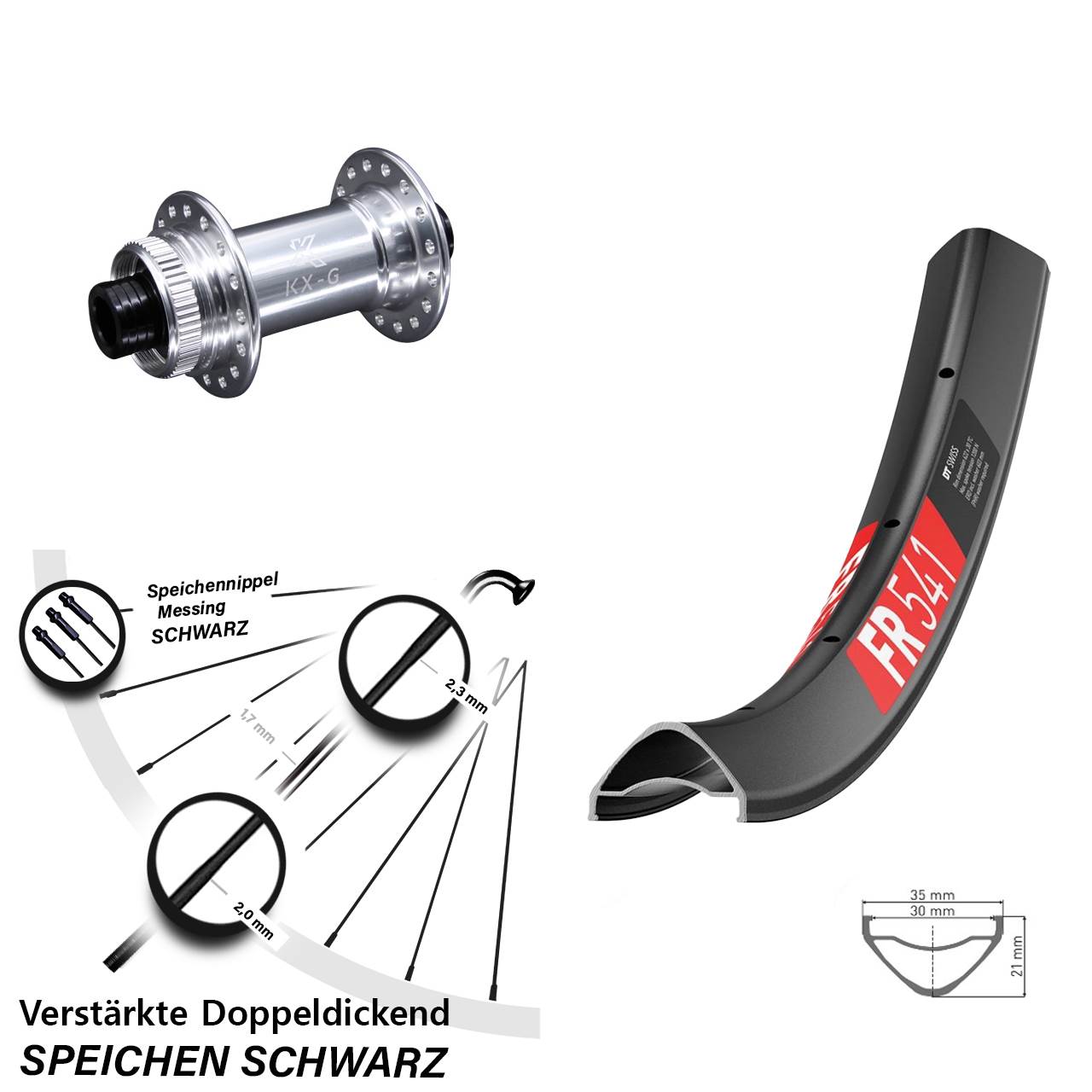 Vorderrad Centerlock 29 Zoll DT Swiss FR 541 KX-G 15x100