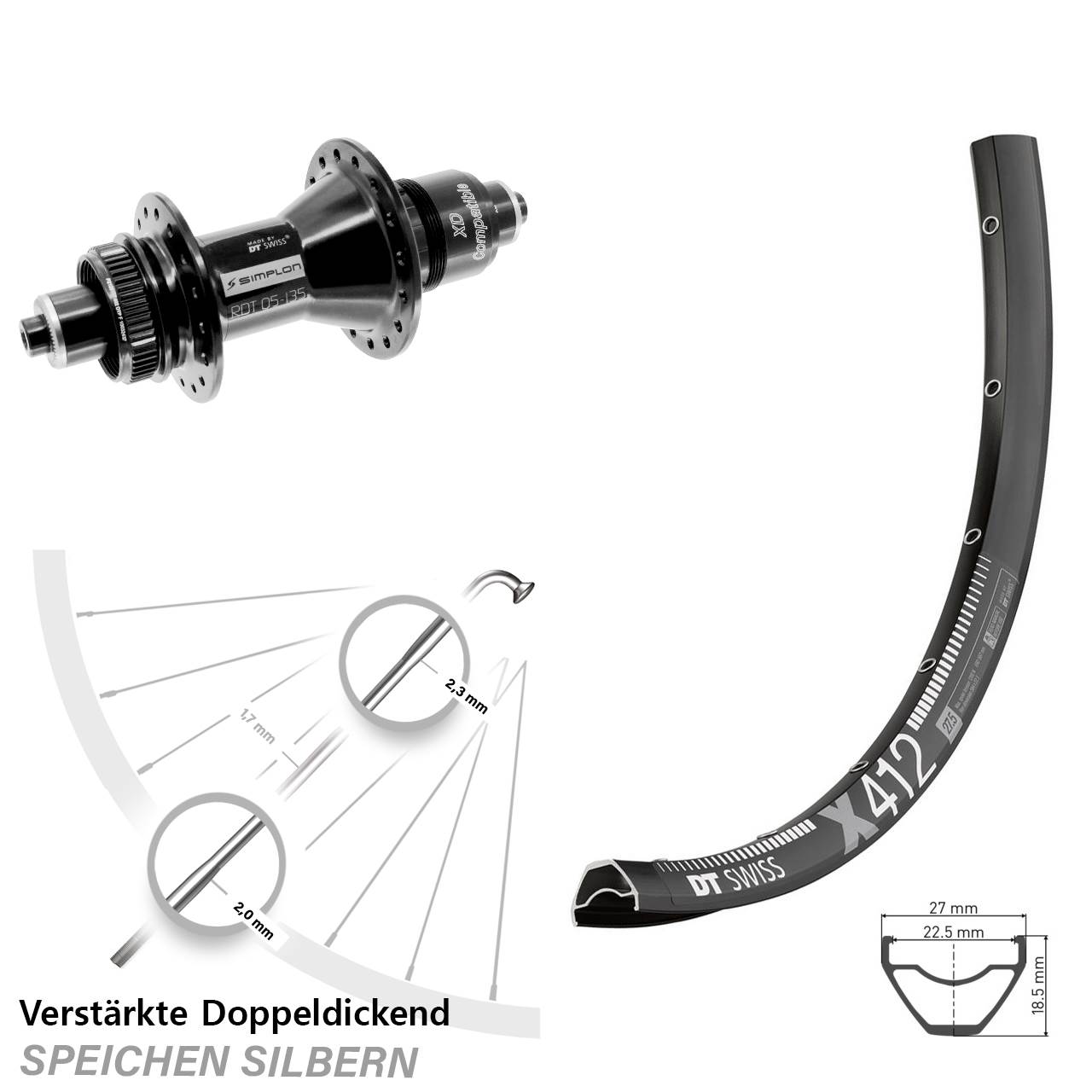 Disc Laufrad 29 Zoll DT Swiss X 412-370 SRAM XD für Schnellspanner