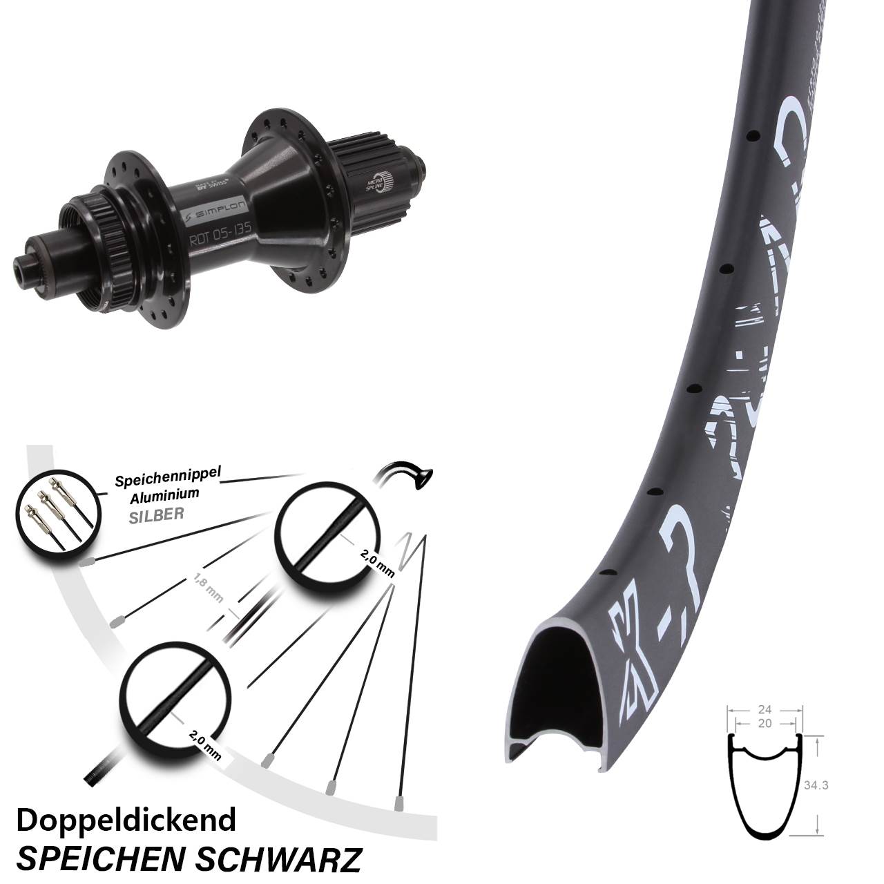 KX R Road DT Swiss 370 Hybrid 28 Zoll Hinterrad Centerlock Micro Spline QR