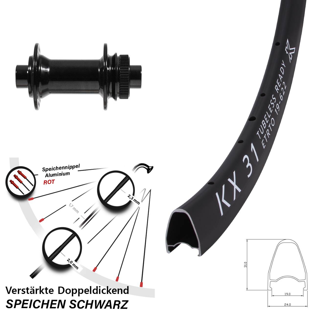 Disc Laufrad 28 Zoll KX31 Formula CL-712 12x100