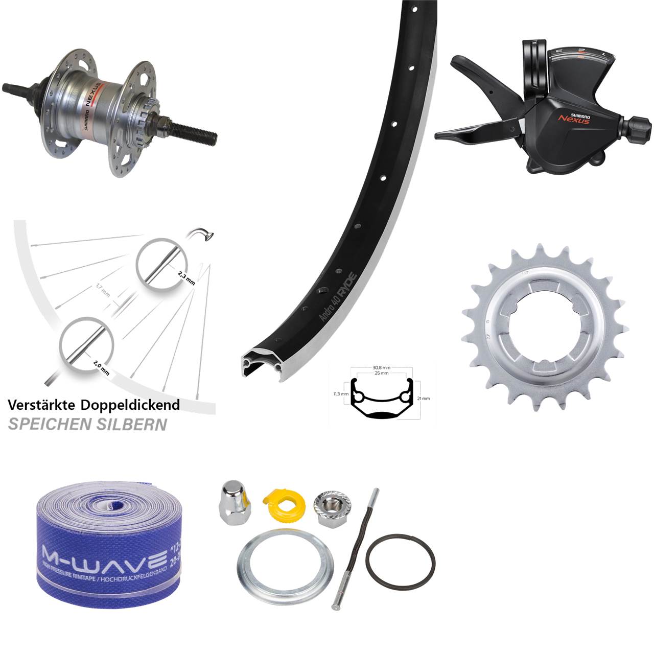 28 Zoll Ryde Andra 40 Hinterrad Shimano 3 Gang freilauf