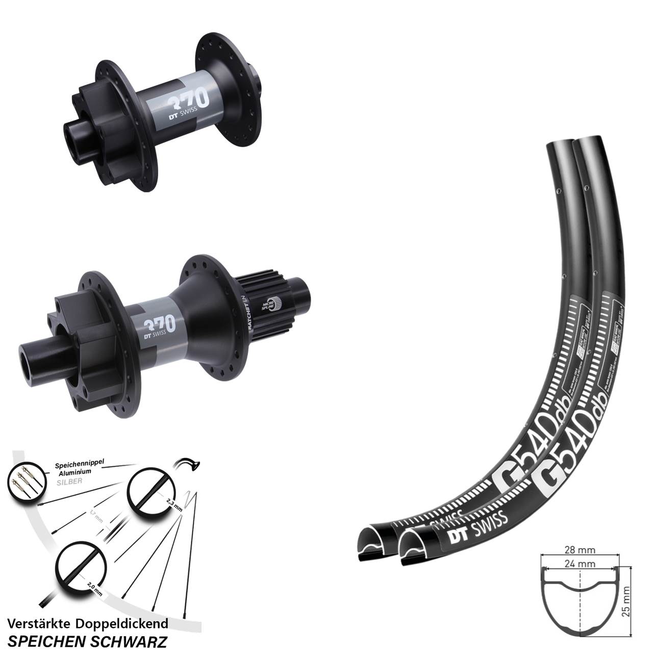 Disc Laufrad-Satz 27,5 Zoll DT Swiss G540-370 Shimano Micro Spline 12x100/142