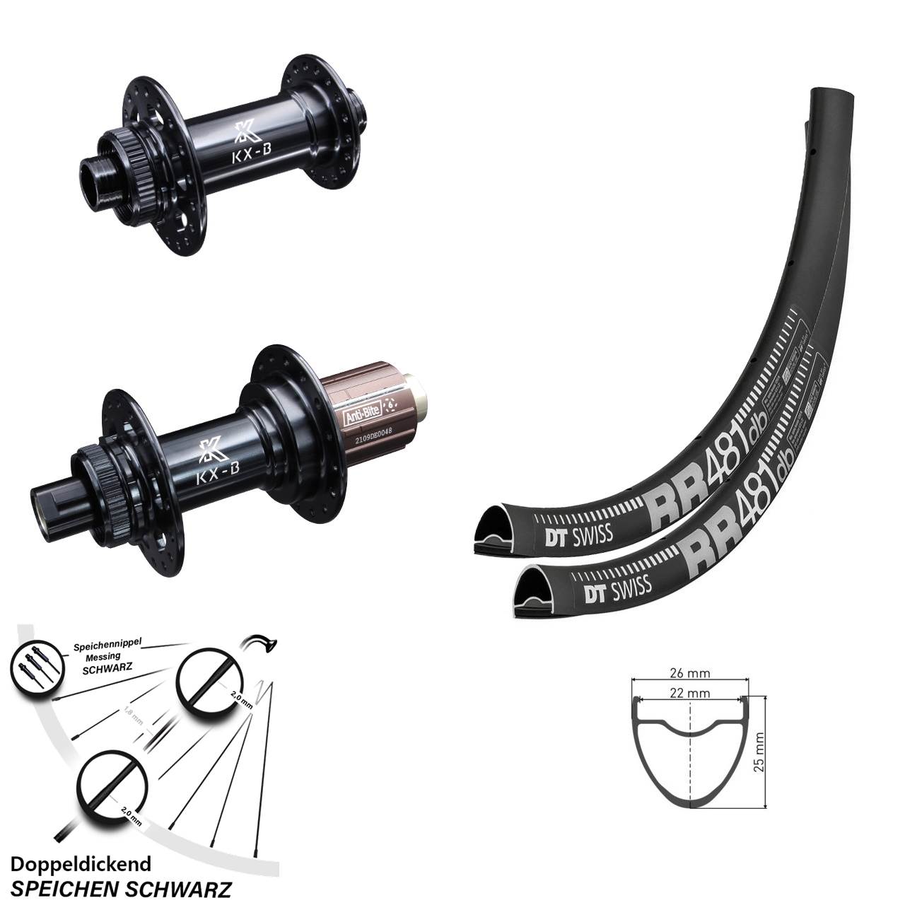Laufradsatz Centerl. 28 Zoll DT Swiss RR 481 KX-B Road 8-12 fach 12x110/148