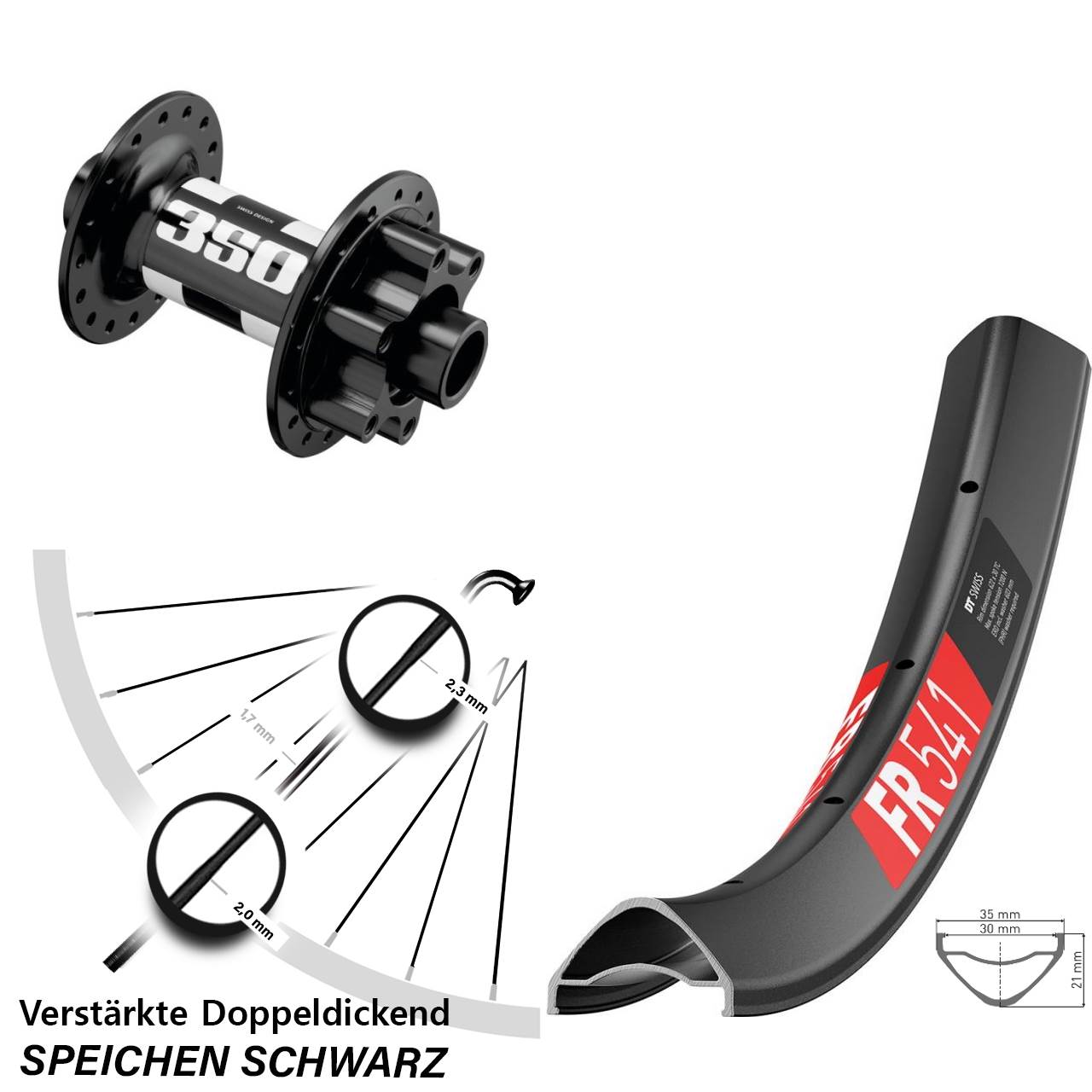 29 Zoll DT Swiss FR 541-350 Disc Vorderrad 15x110 Boost