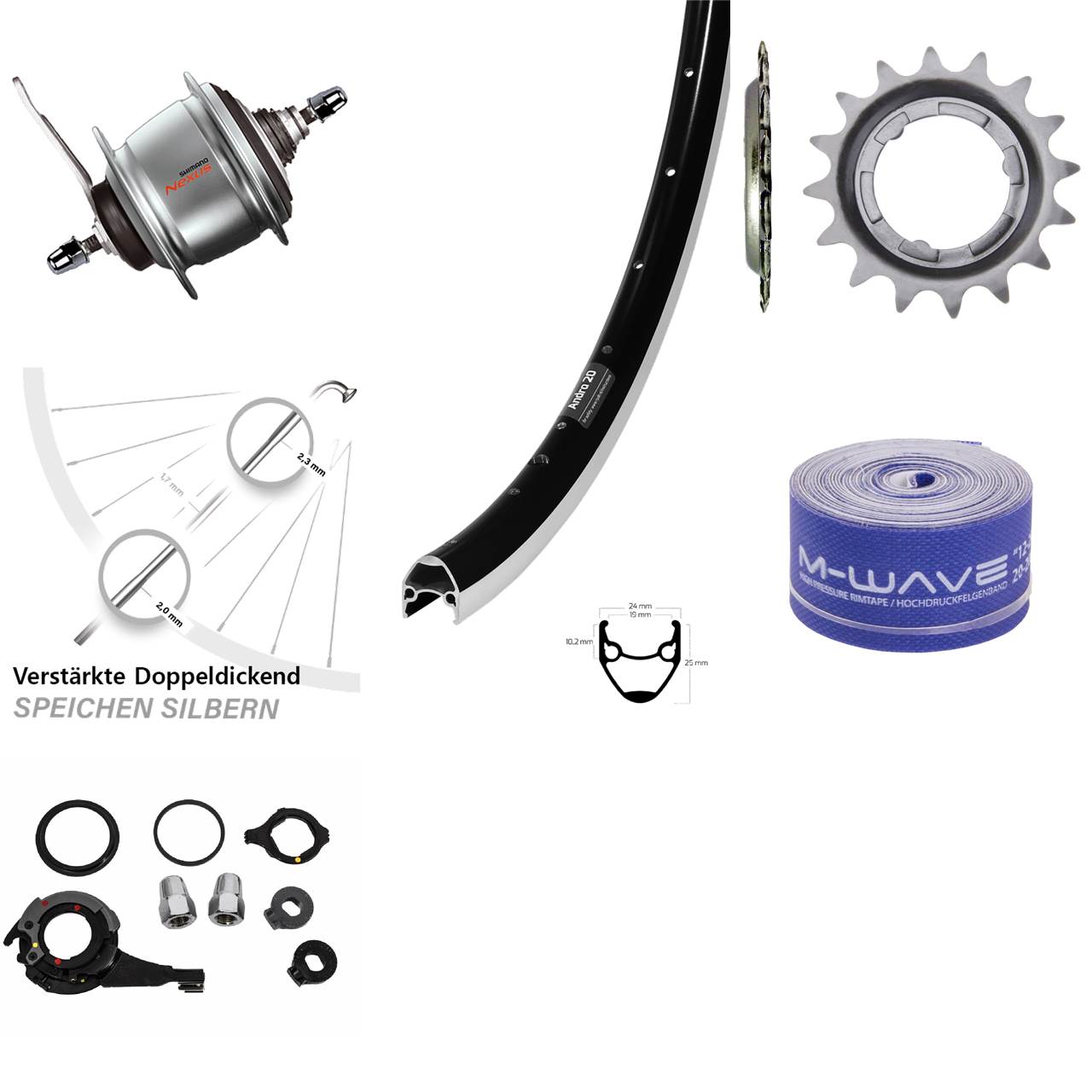 28 Zoll Ryde Andra 20 Shimano Nexus 8 Gang Hinterrad mit Rücktrittbremse