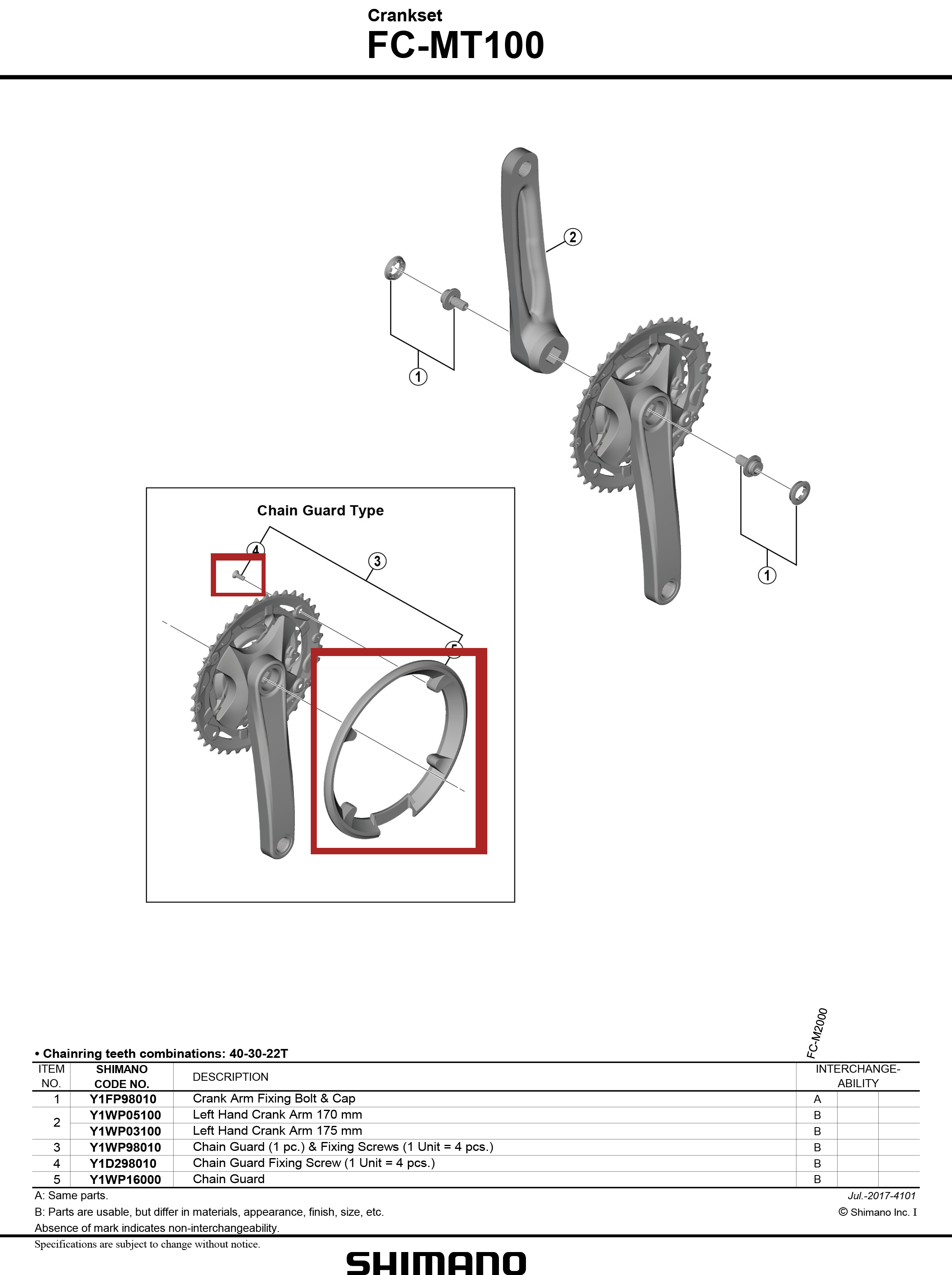 Shimano Kettenschutzring mit Schrauben für 40 Zähne FC-MT100