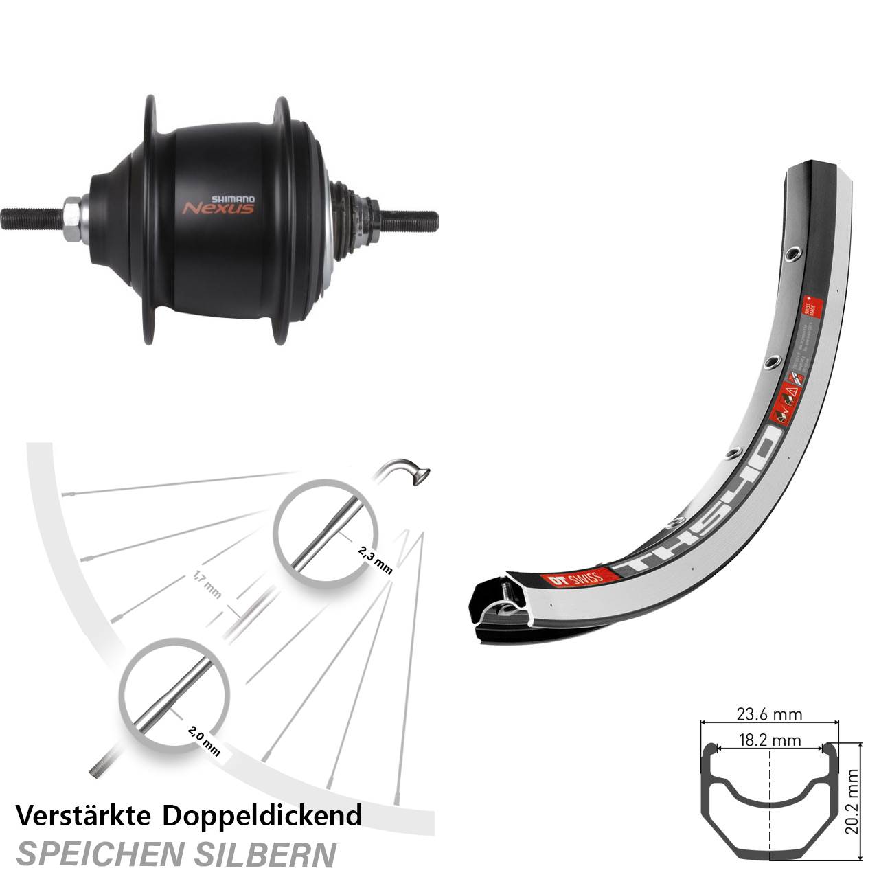 DT Swiss TK540 Shimano Nexus 8 Gang Premium 28 Zoll Hinterrad