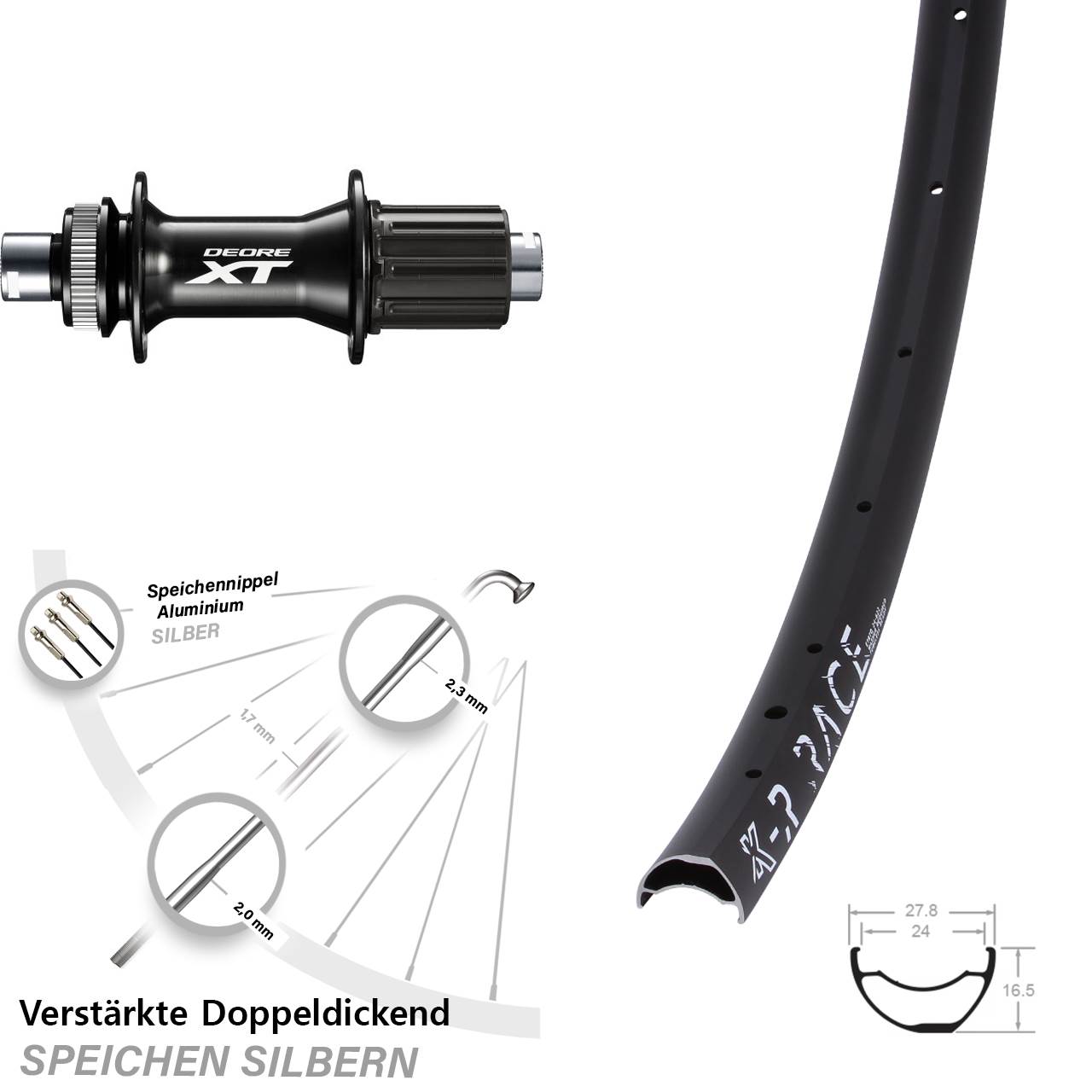 28 Zoll KX-R Race Shimano XT FH-M8010-B Disc Hinterrad 12x148 Boost 8-11 fach HG