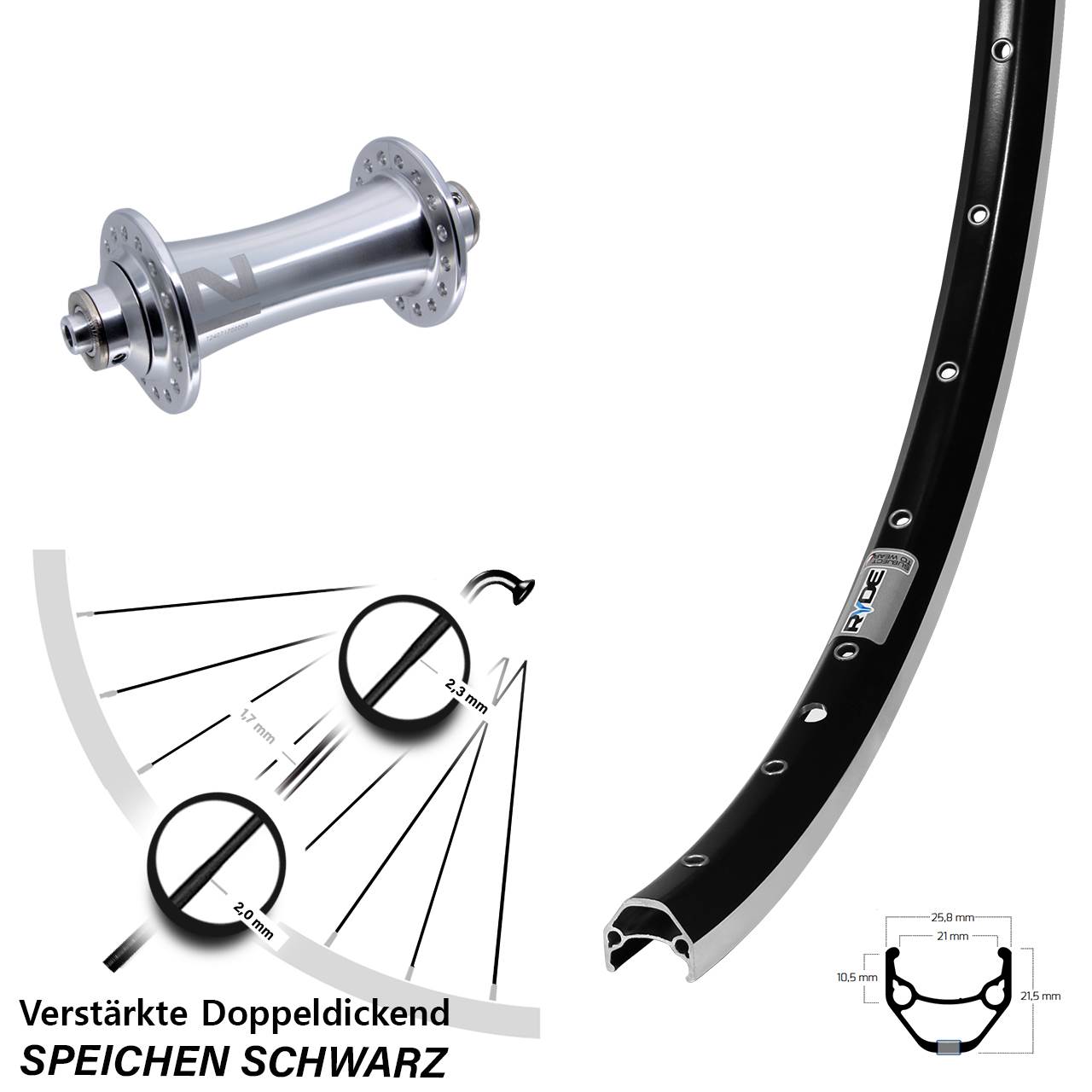 Vorderrad QR 28 Zoll Ryde ZAC 421 Novatec A-141SB