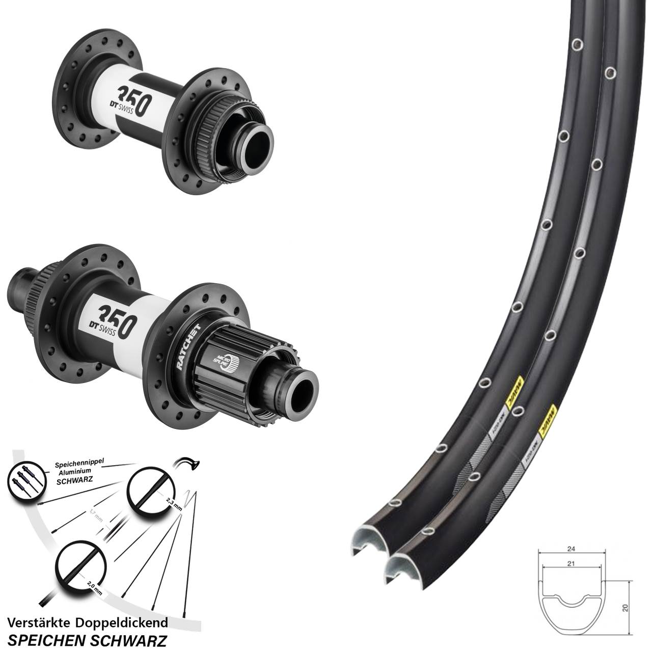 Disc Laufrad-Satz 28-29 Zoll Mavic XC621 DT Swiss 350 Micro Spline 15x100 12x142