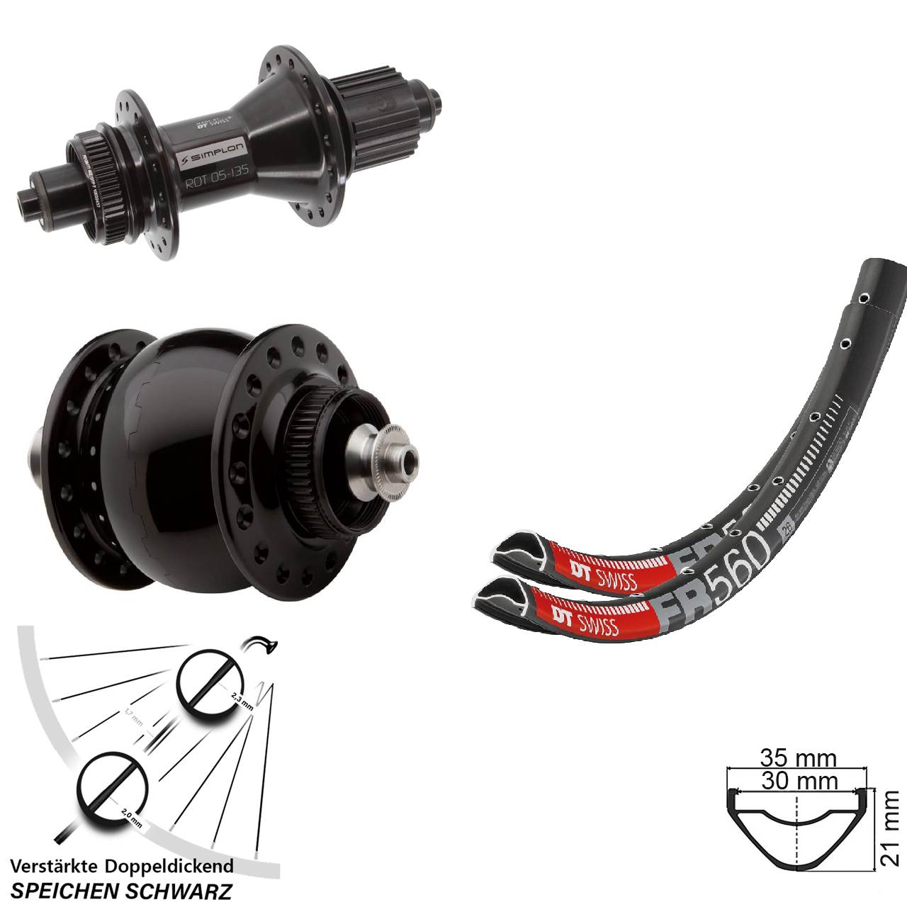 DT Swiss FR560-370 Hybrid SON 28 Centerlock 26 Zoll Laufradsatz QR Micro Spline