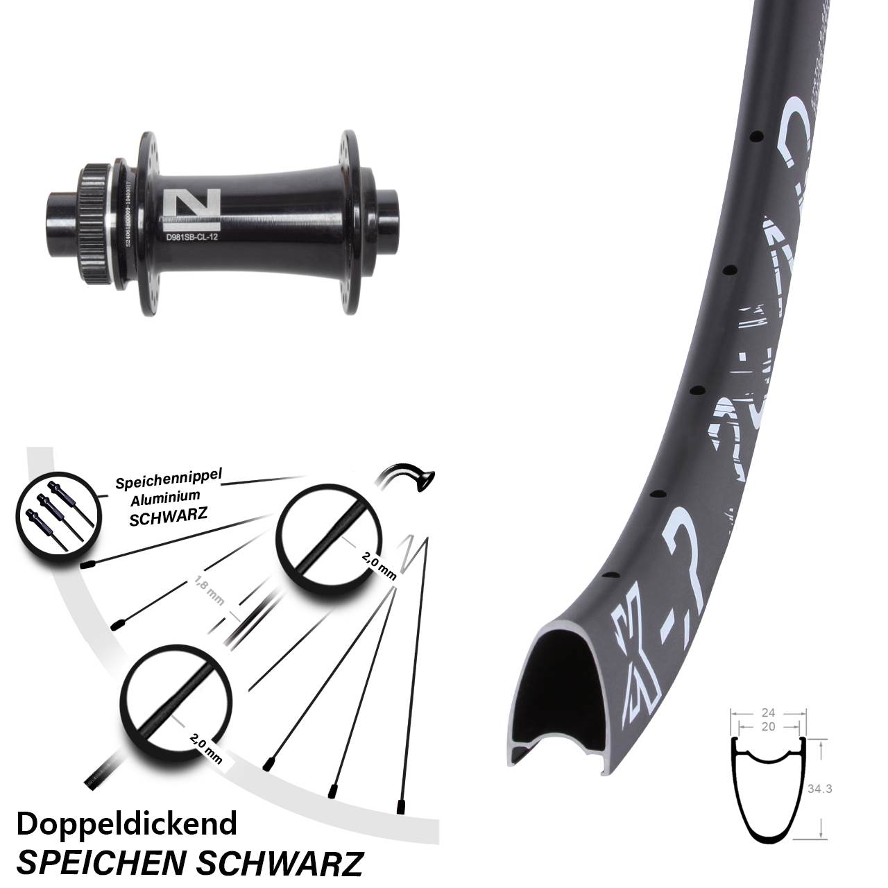 Disc Vorderrad 28 Zoll KX-R Road Novatec D981 12x100