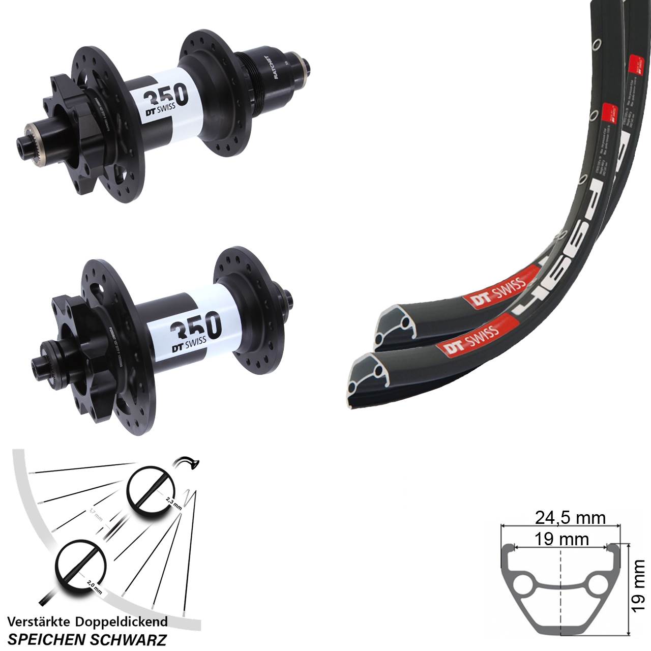 Laufradsatz 6-Loch QR 28 Zoll DT Swiss 466d 350 XD 11-12 fach