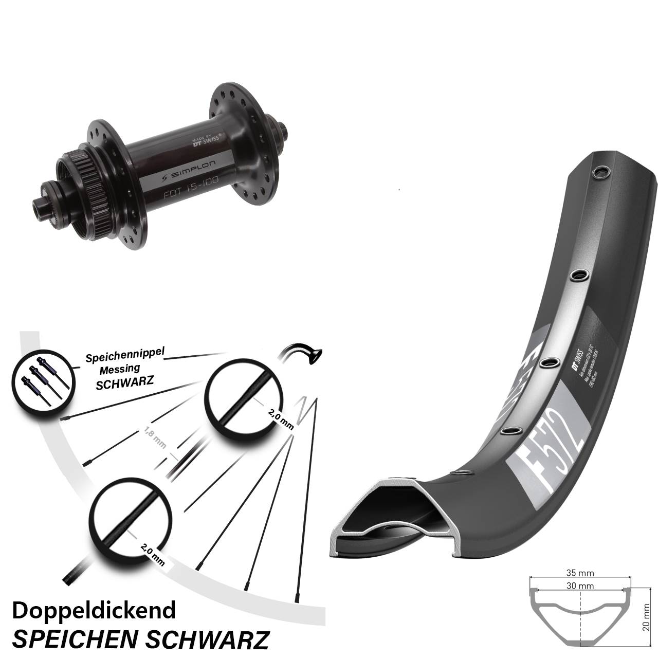DT Swiss F572-370 27,5 Zoll Centerlock Vorderrad für Schnellspanner