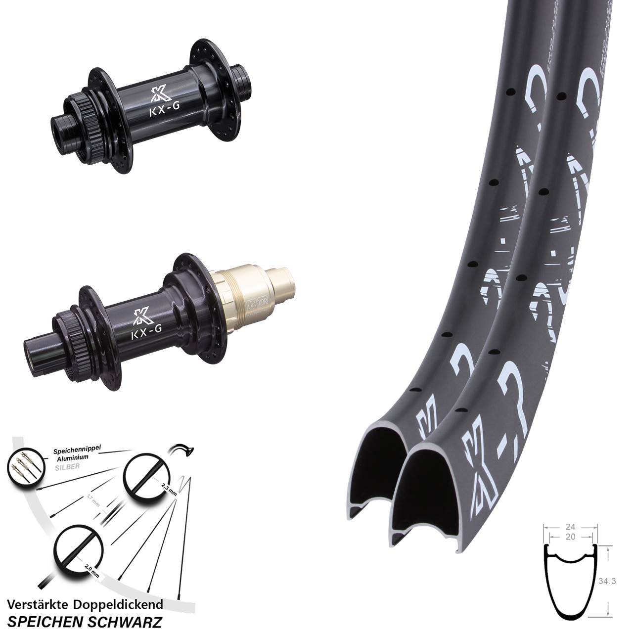 KX-GR Road 28 Zoll Laufradsatz Centerlock 15x100 12x142 XDR 11-12 fach