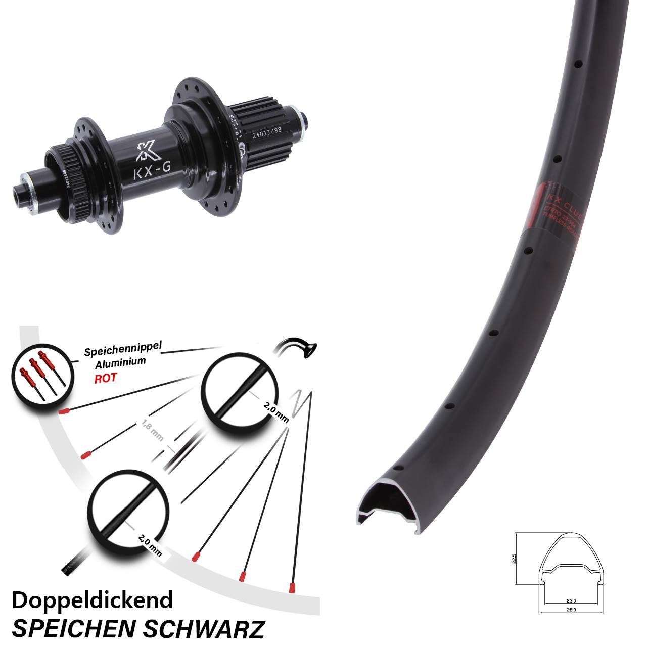 Hinterrad 27,5 Zoll Clue KX-G Micro Spline