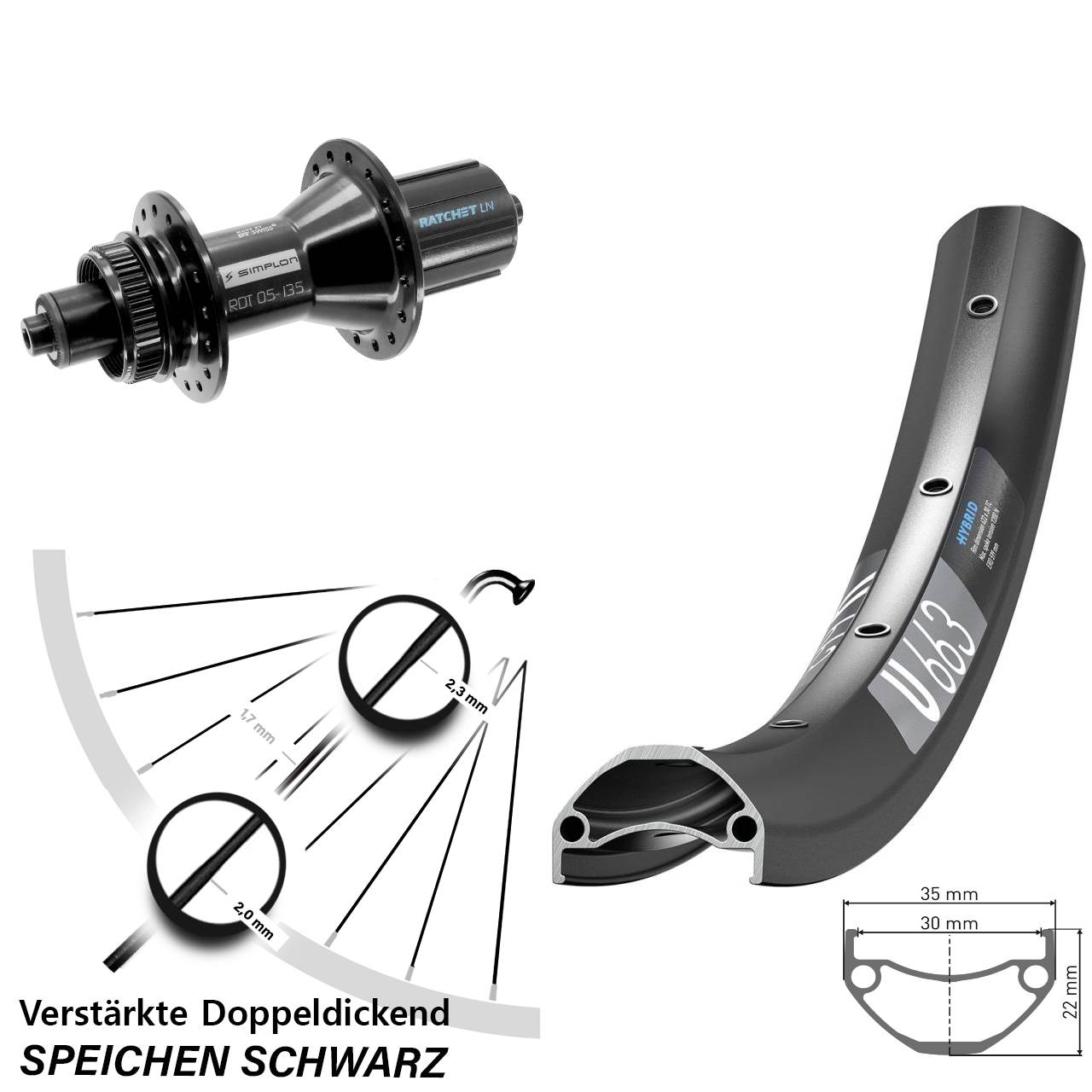 Disc Hinterrad 29 Zoll DT Swiss U 663-370 Hybrid 8-11 fach HG für Schnellspanner