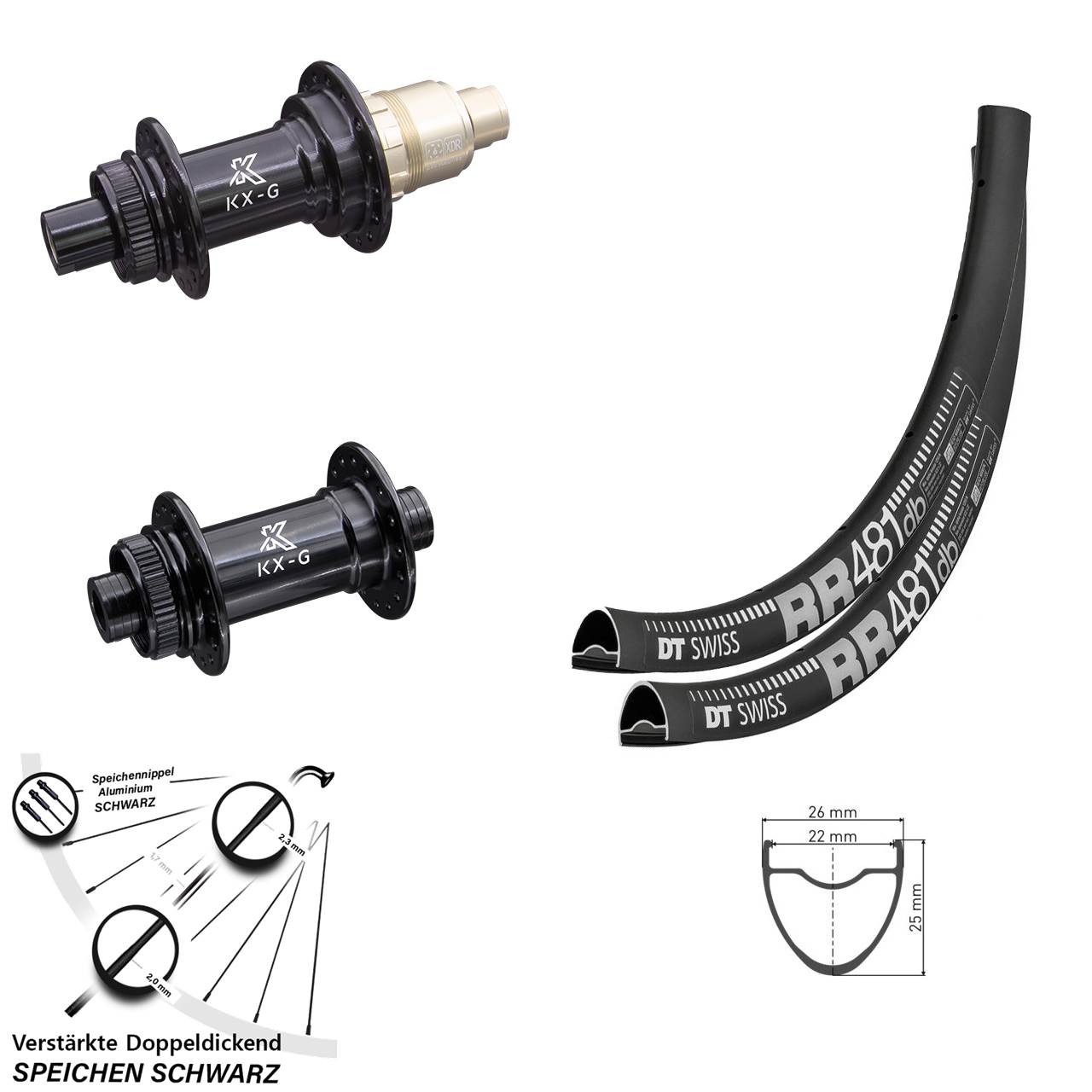 Centerlock Laufradsatz 12x100/142 28 Zoll DT Swiss RR 481 KX-G Gravel SRAM XDR